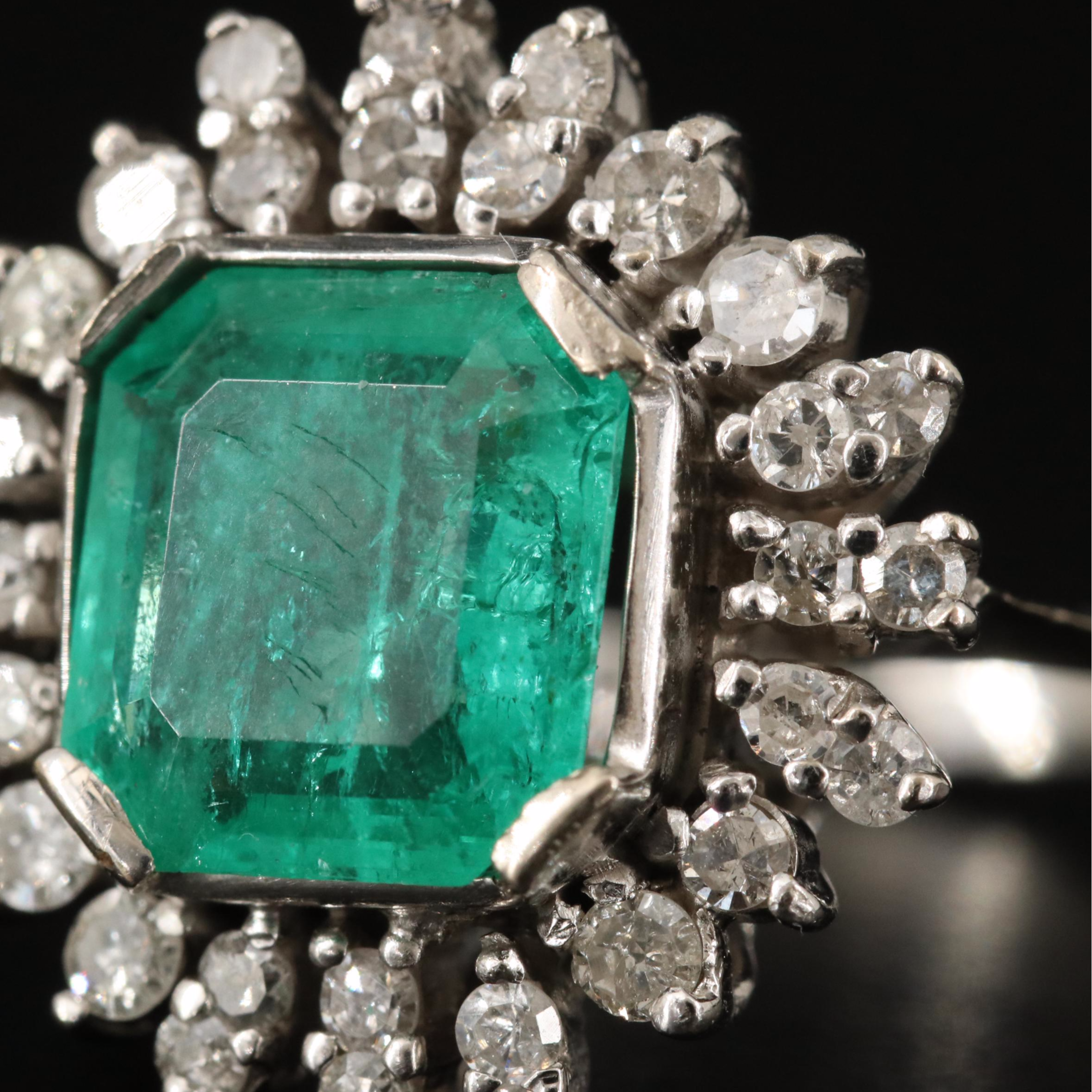 14K 2.76 CT Emerald and 1.00 CTW Diamond Ring