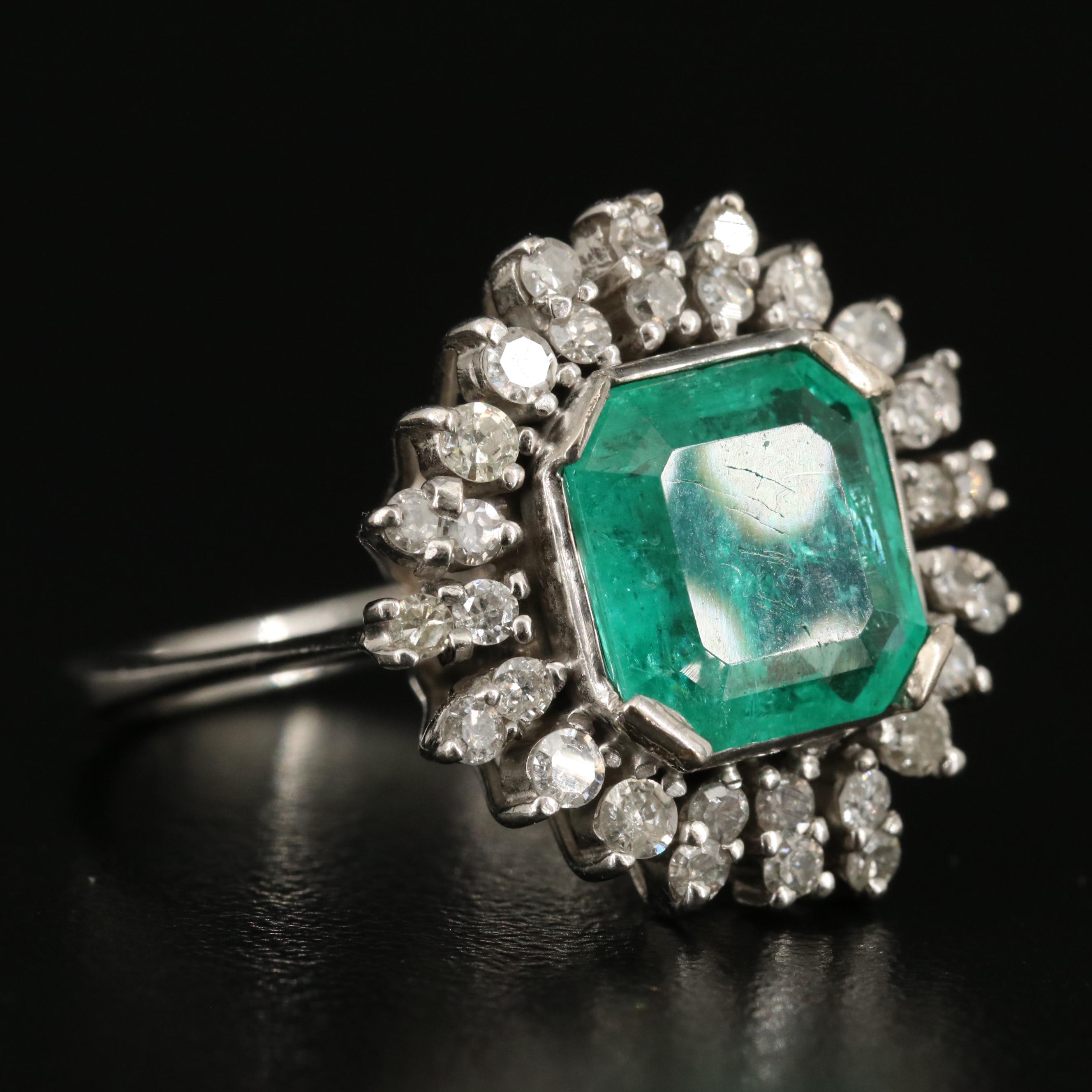 14K 2.76 CT Emerald and 1.00 CTW Diamond Ring