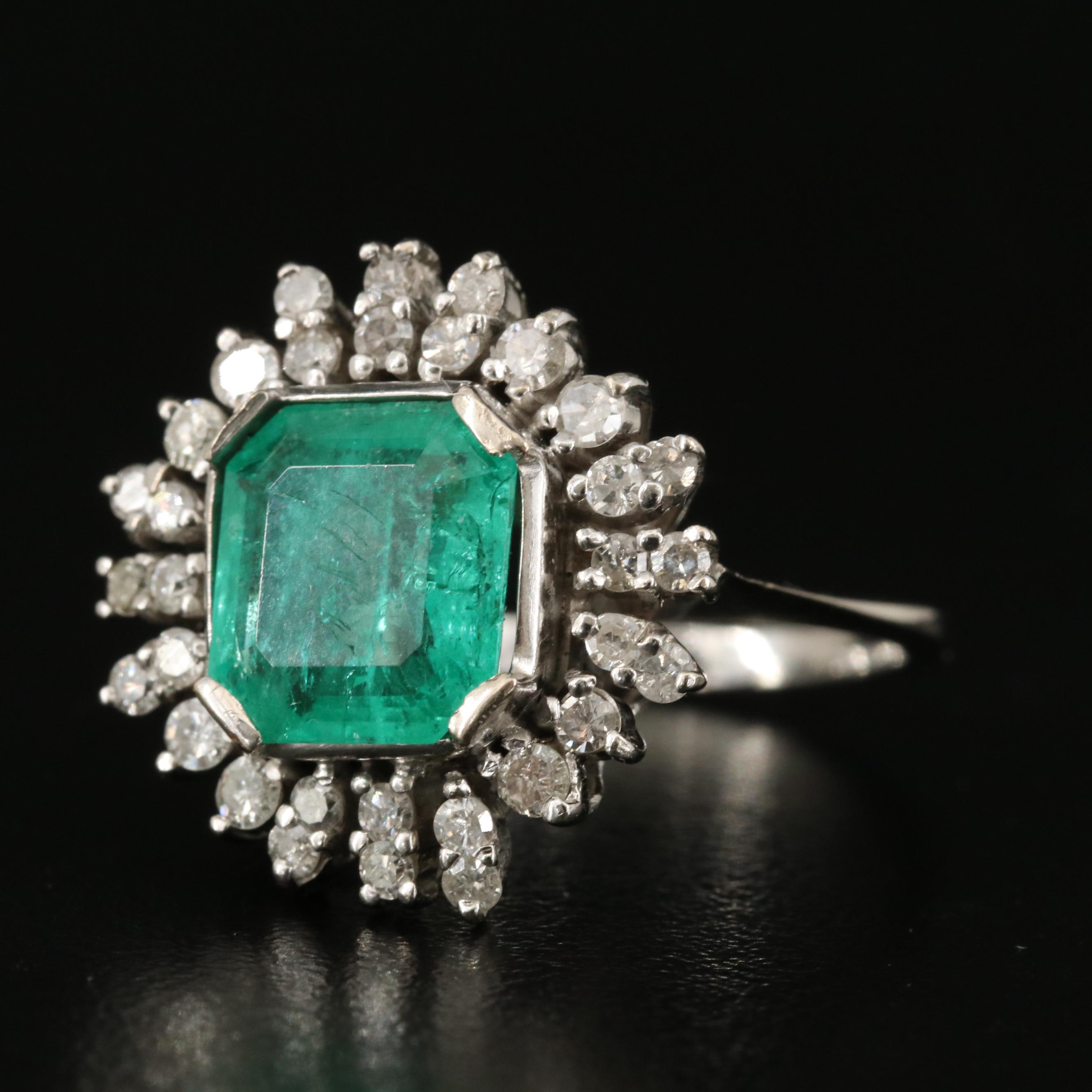 14K 2.76 CT Emerald and 1.00 CTW Diamond Ring