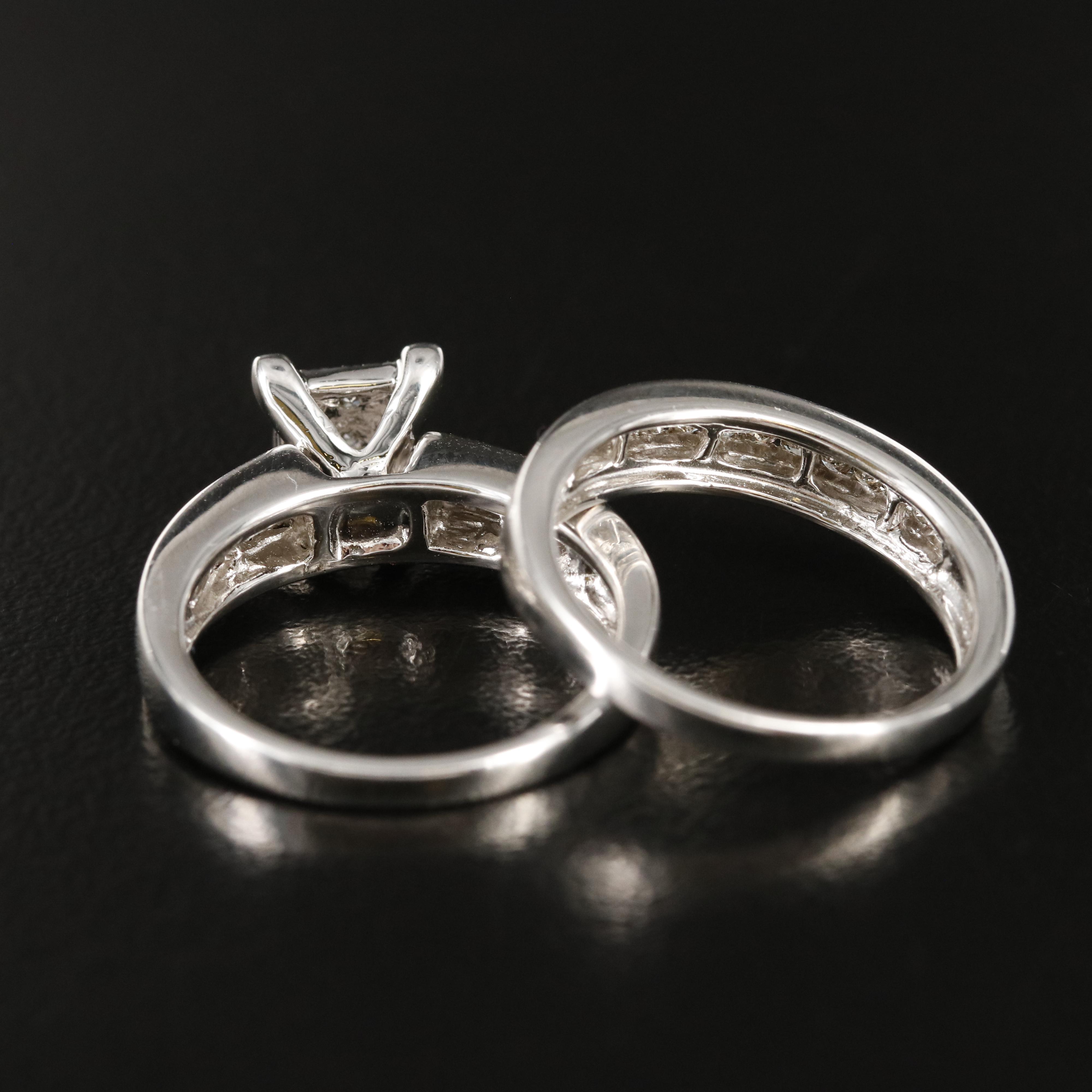 Sterling Diamond Ring and Band Set