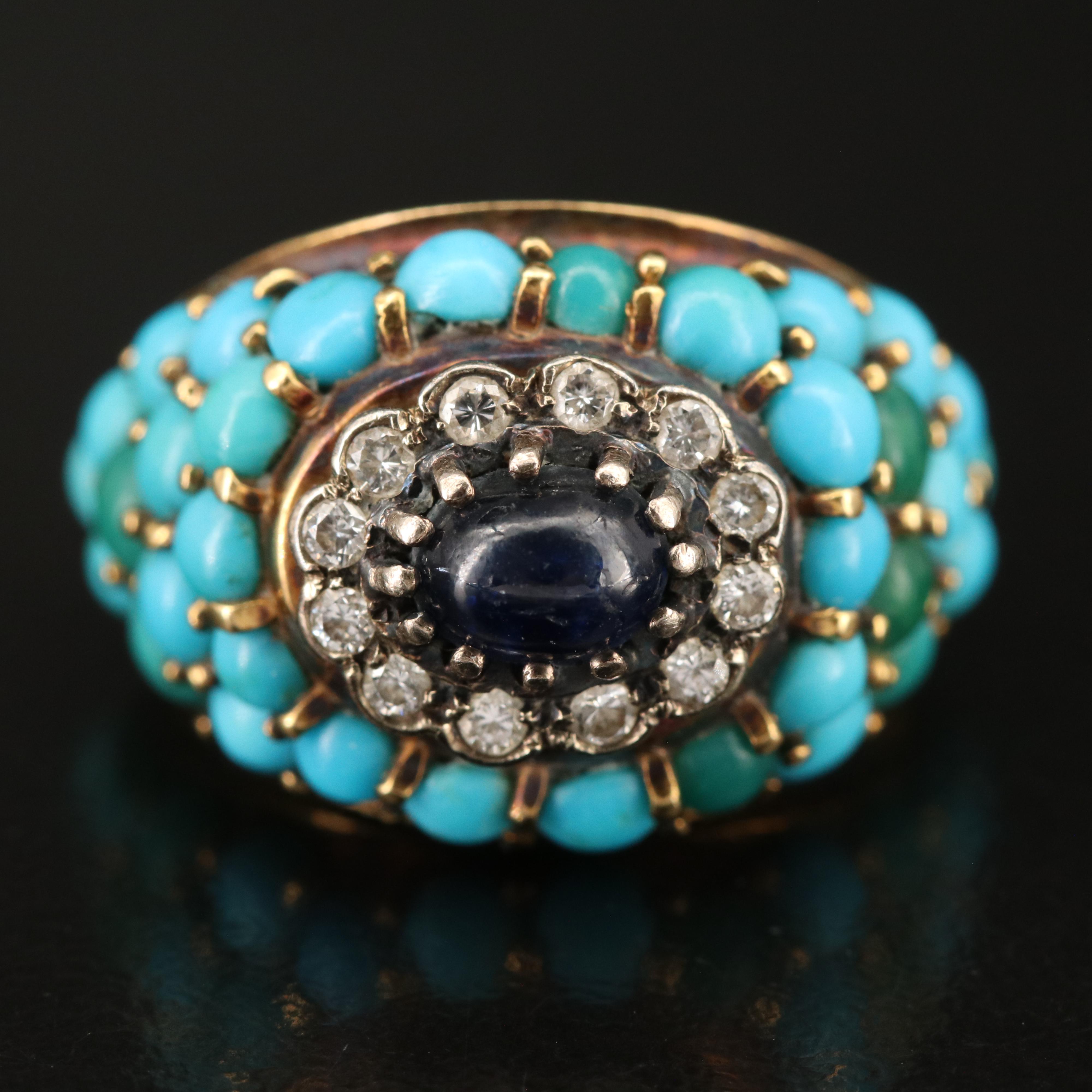 Corletto 18K Sapphire, Diamond and Turquoise Ring