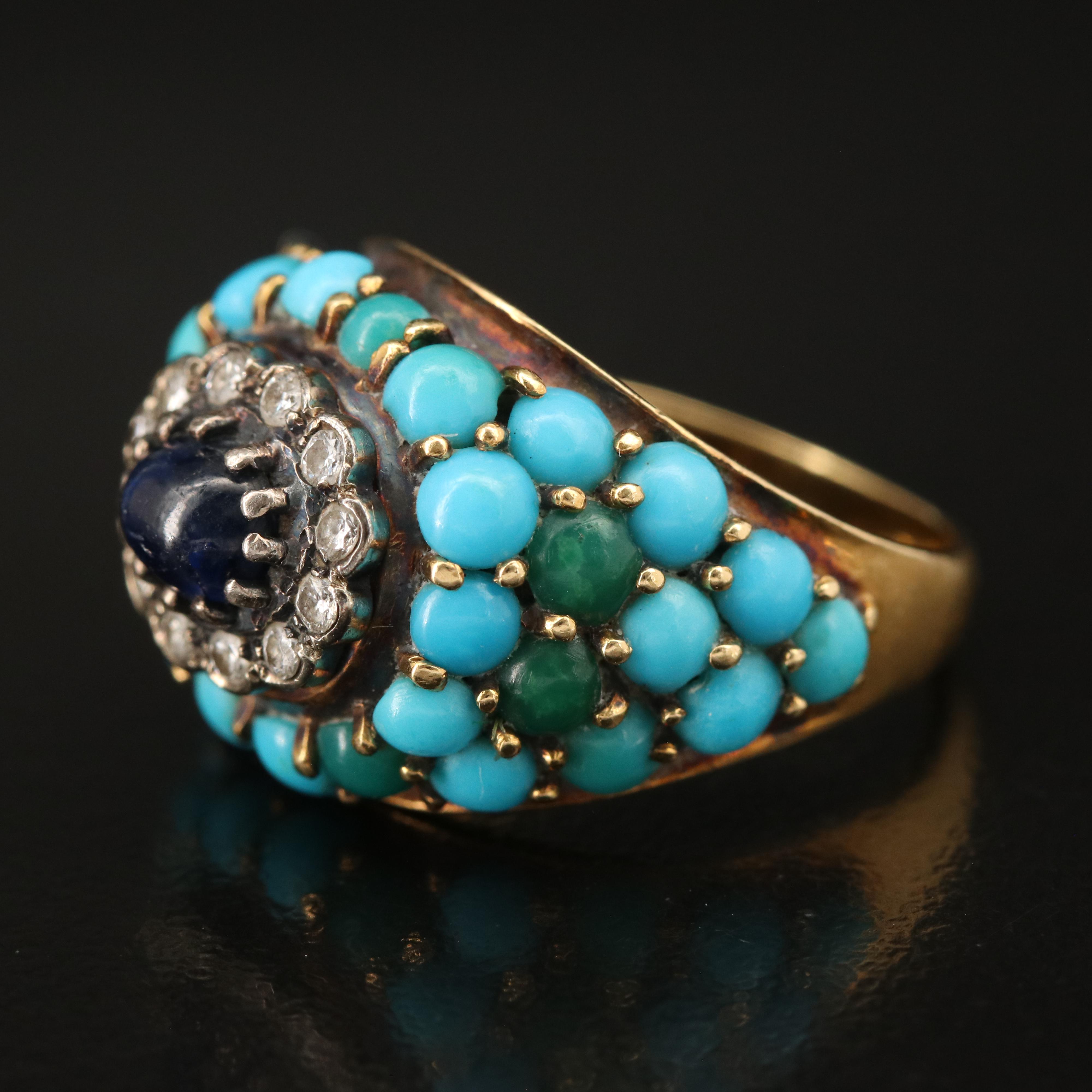 Corletto 18K Sapphire, Diamond and Turquoise Ring