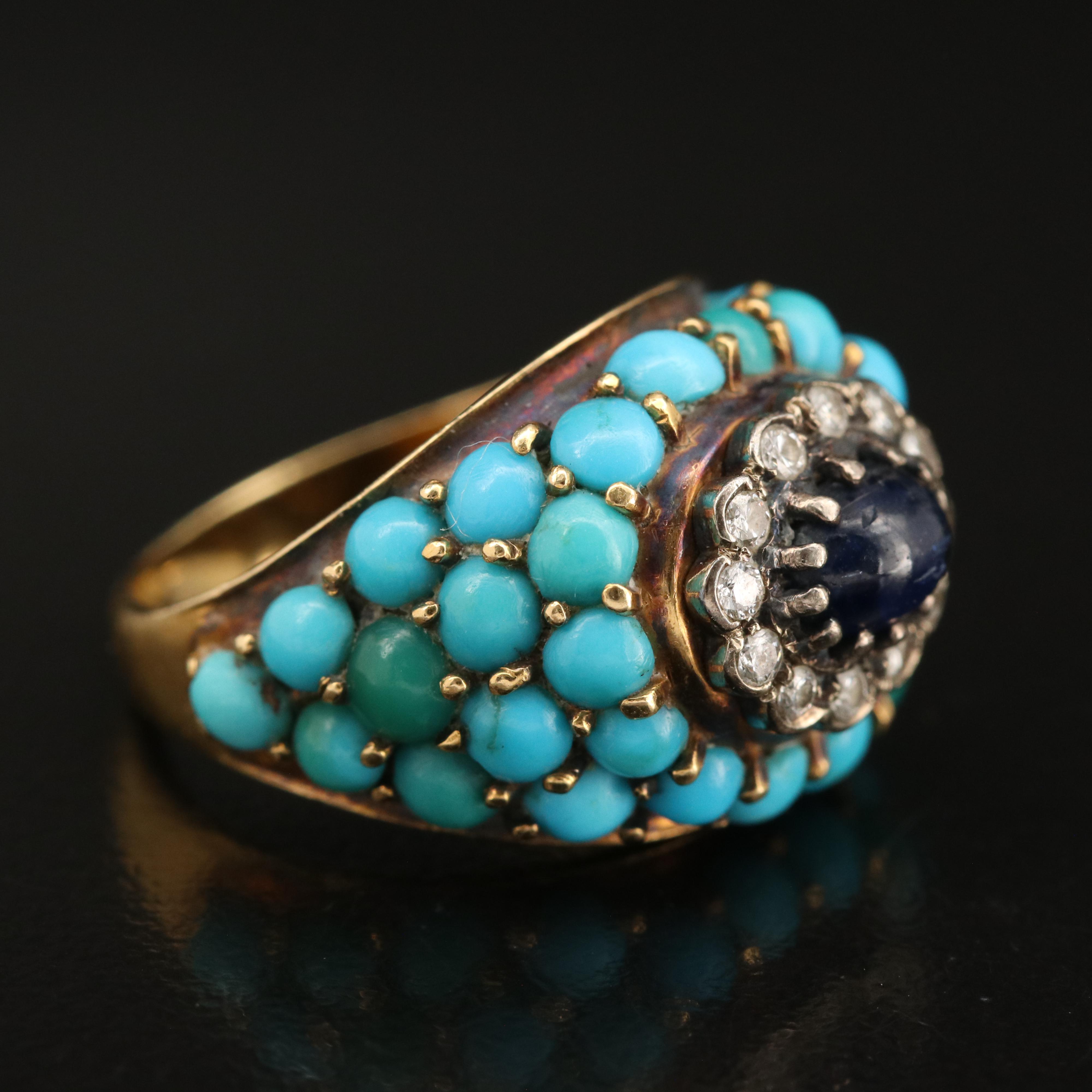 Corletto 18K Sapphire, Diamond and Turquoise Ring