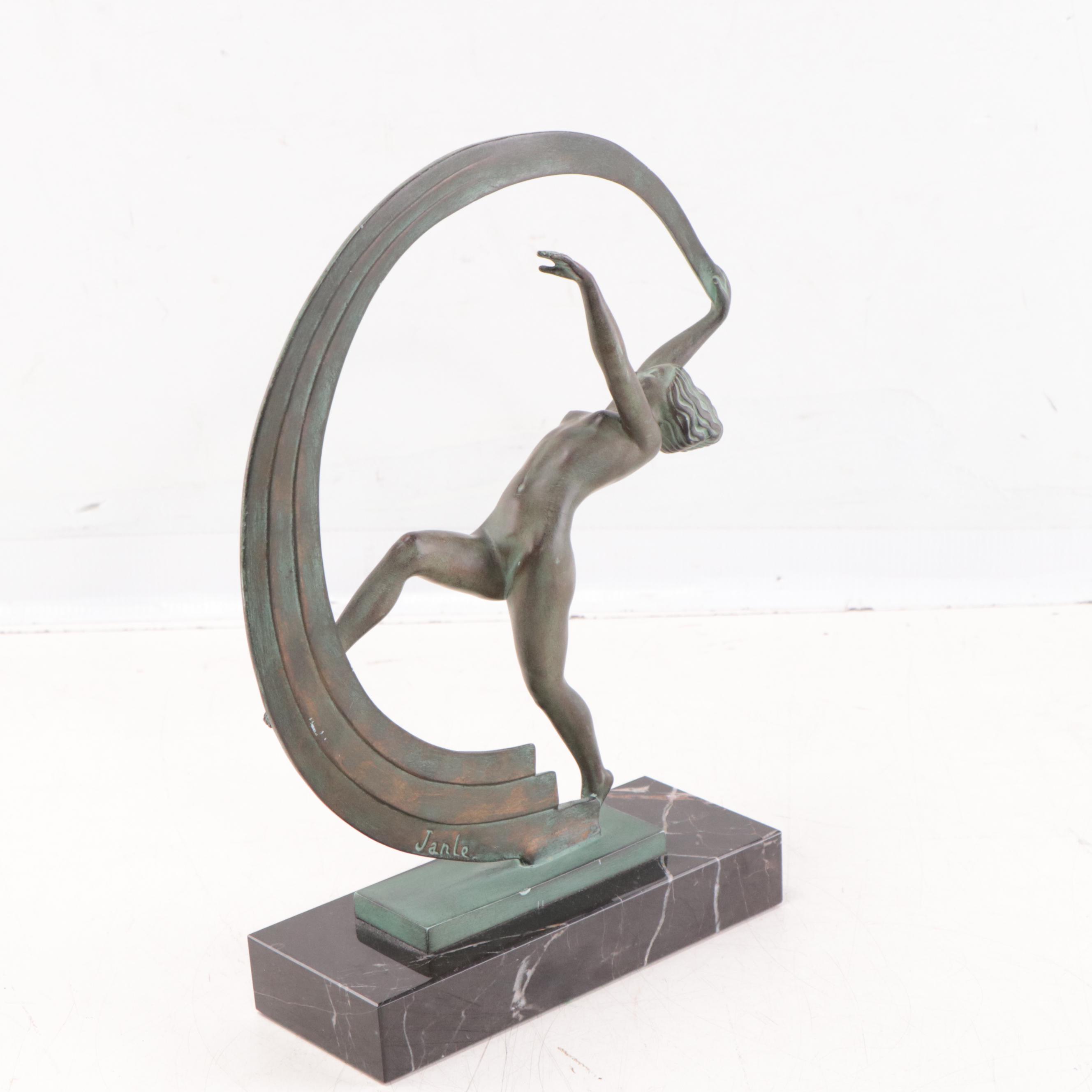 Art Deco Patinated Metal Sculpture "Bacchanale"