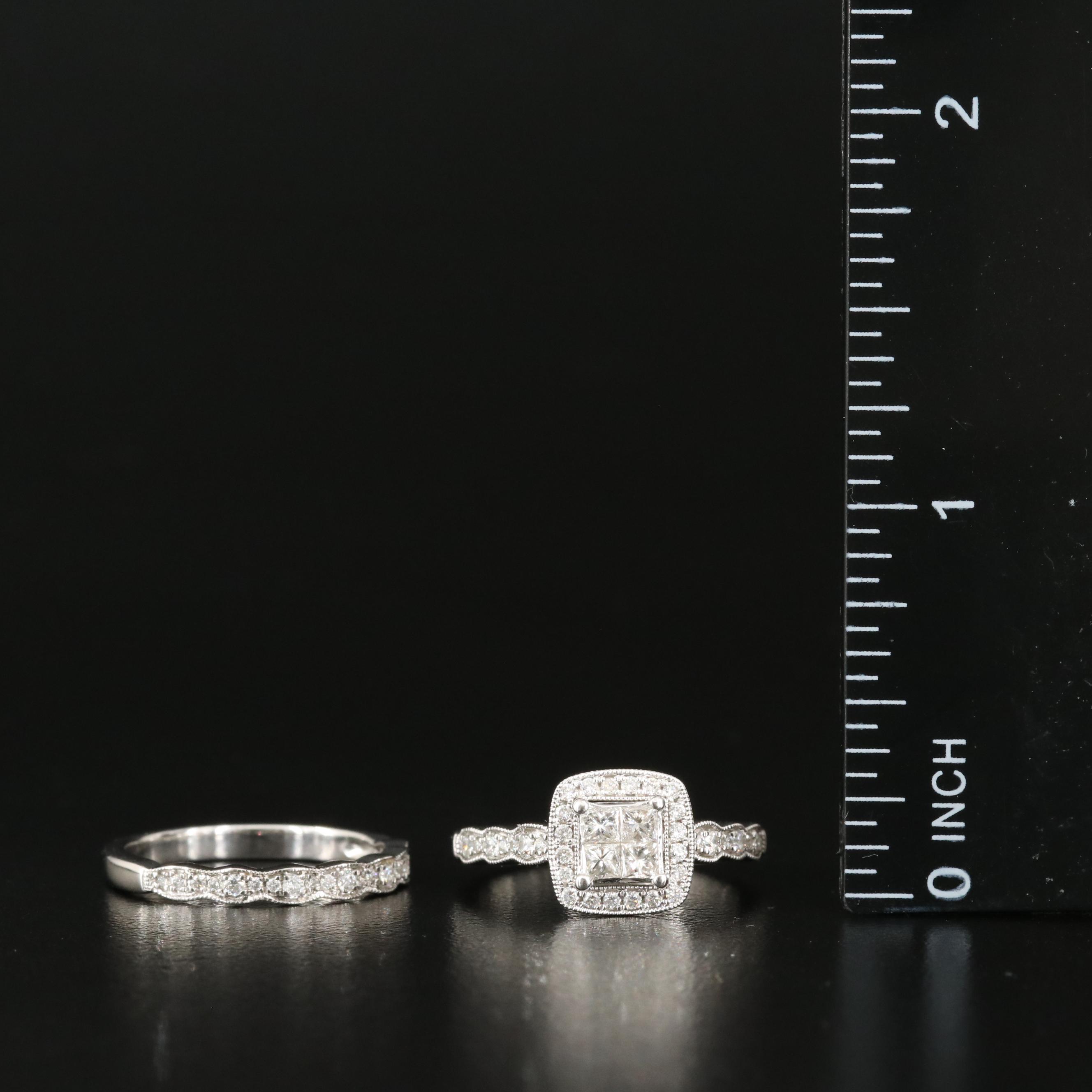 14K 0.88 CTW Diamond Ring and Band Set