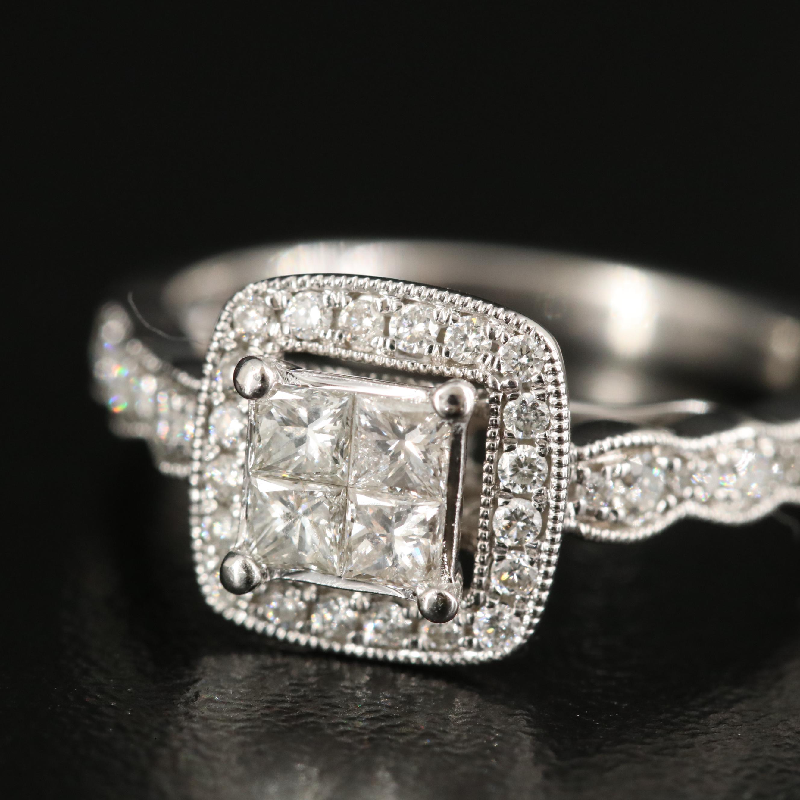 14K 0.88 CTW Diamond Ring and Band Set