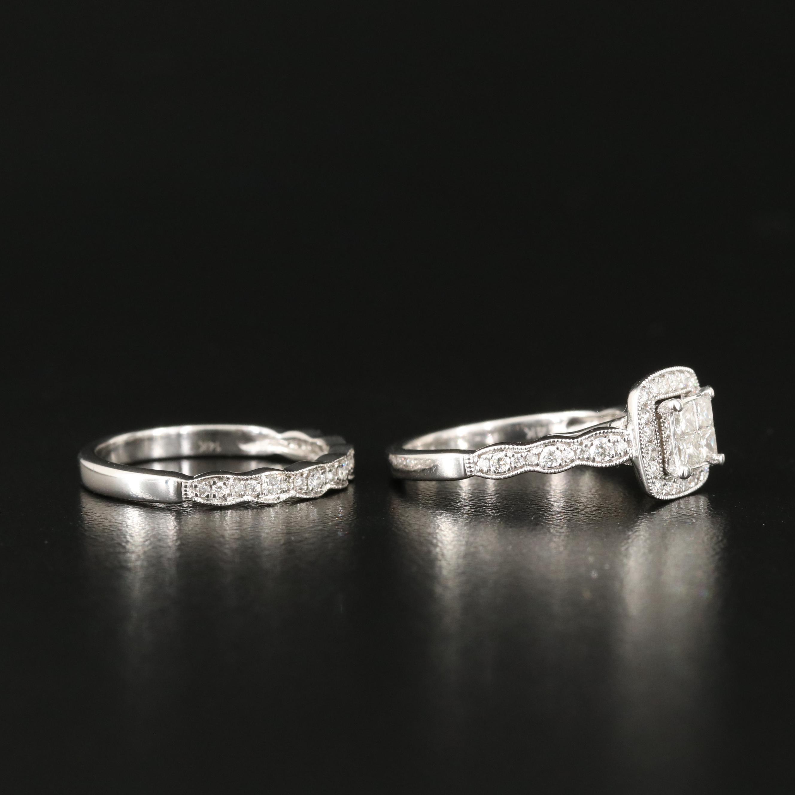 14K 0.88 CTW Diamond Ring and Band Set