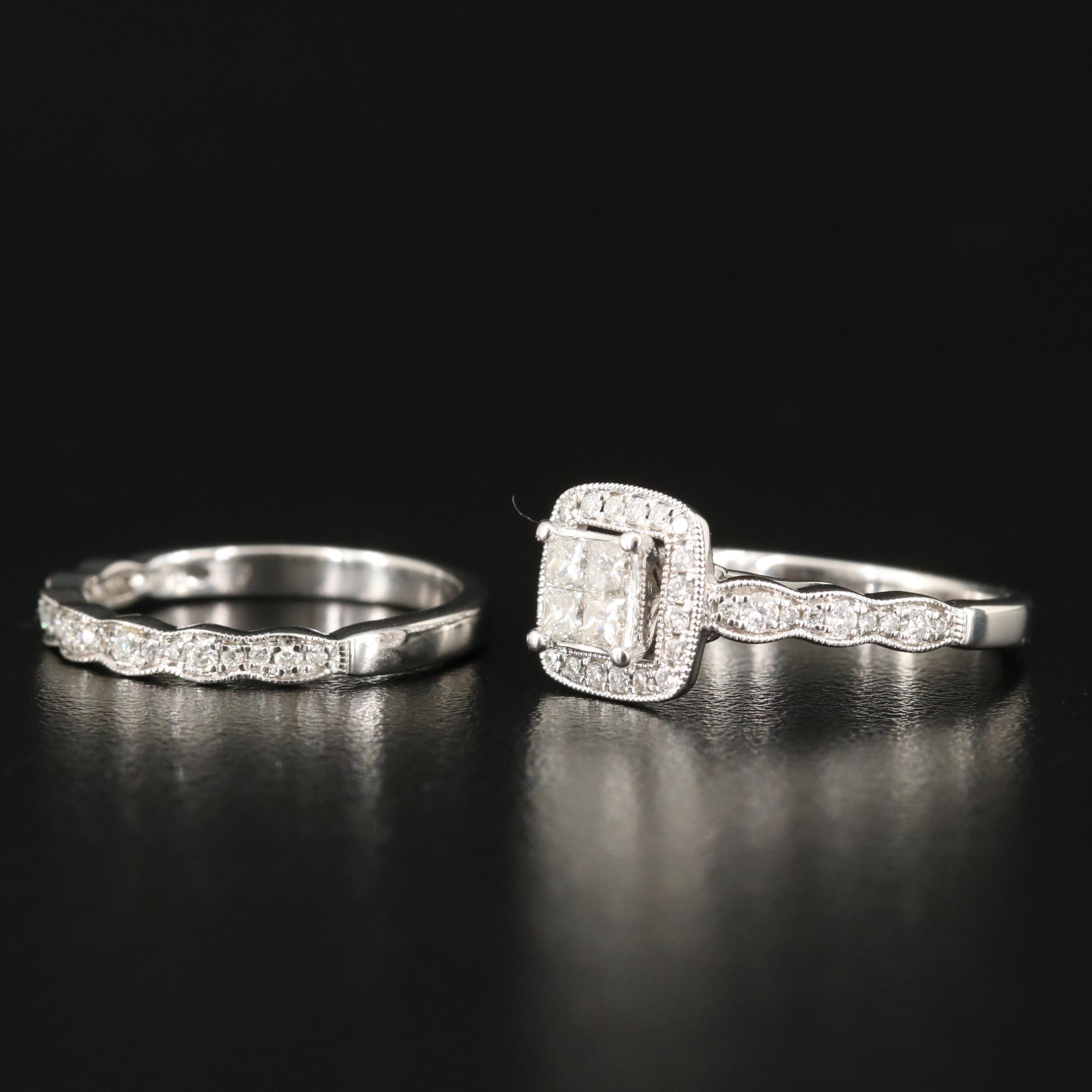 14K 0.88 CTW Diamond Ring and Band Set