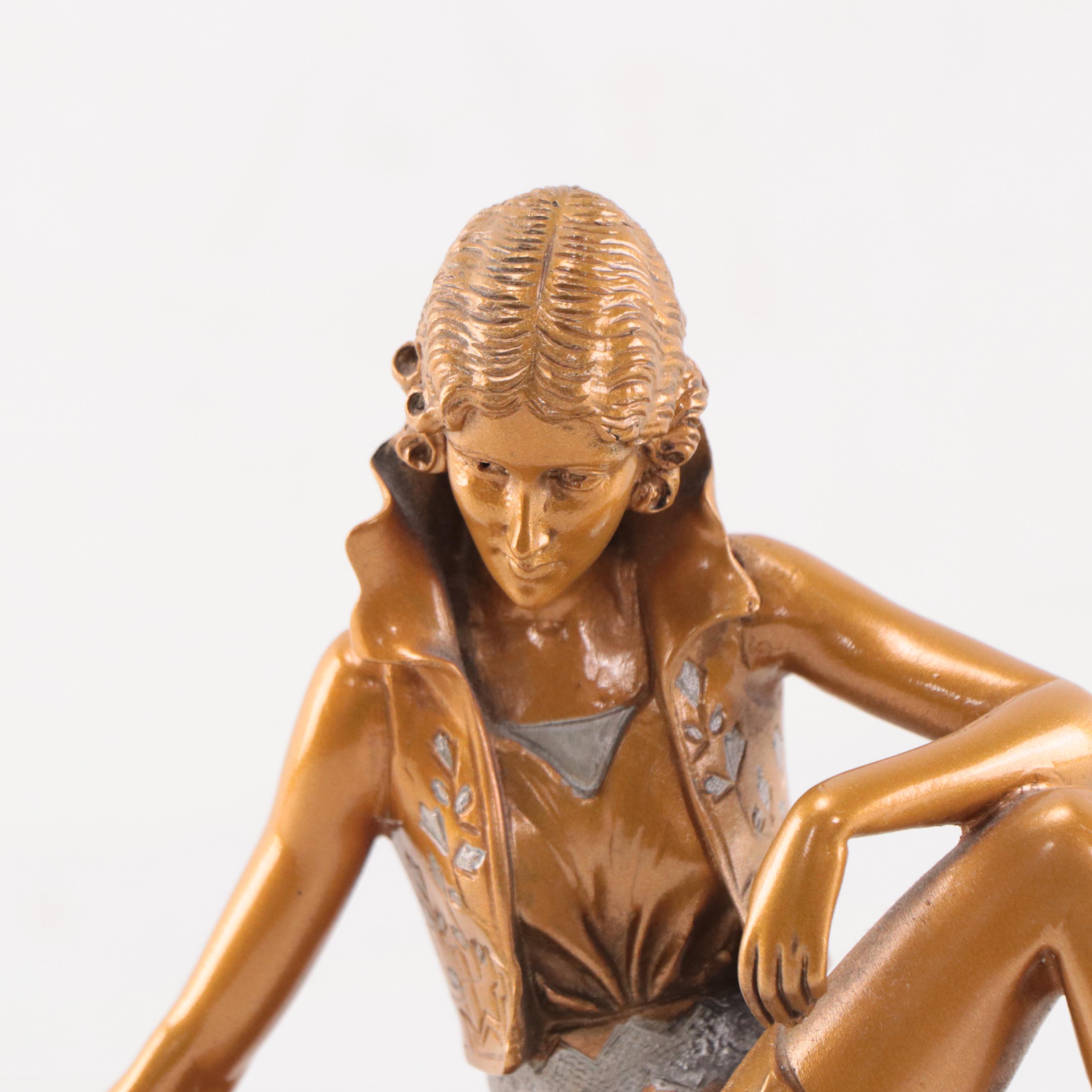Figural Patinated Cast Bronze Sculpture After Ferdinand Preiss