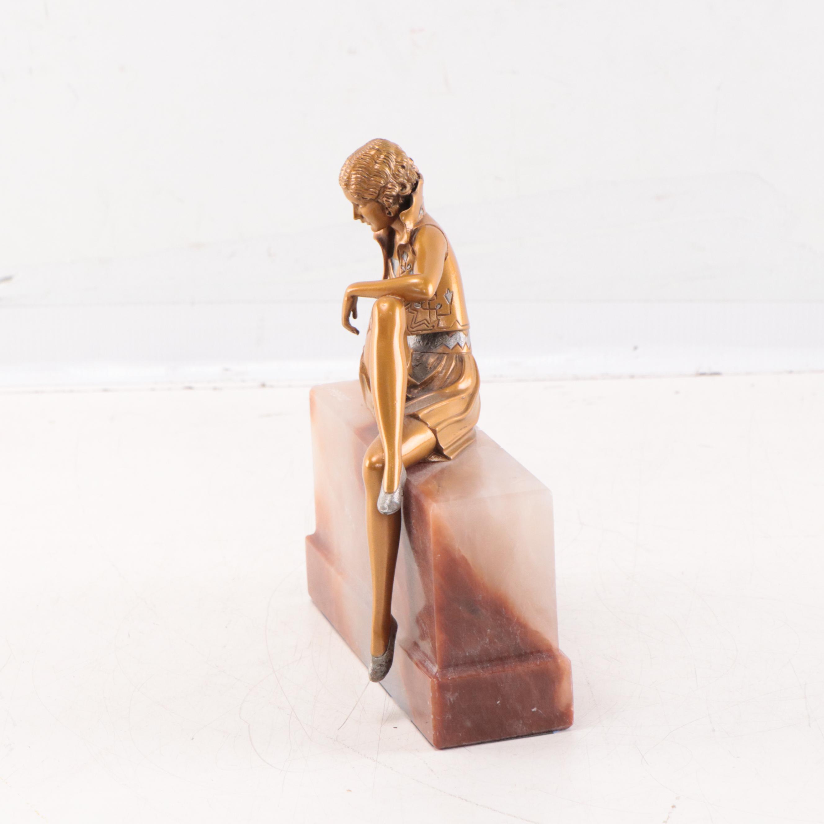 Figural Patinated Cast Bronze Sculpture After Ferdinand Preiss