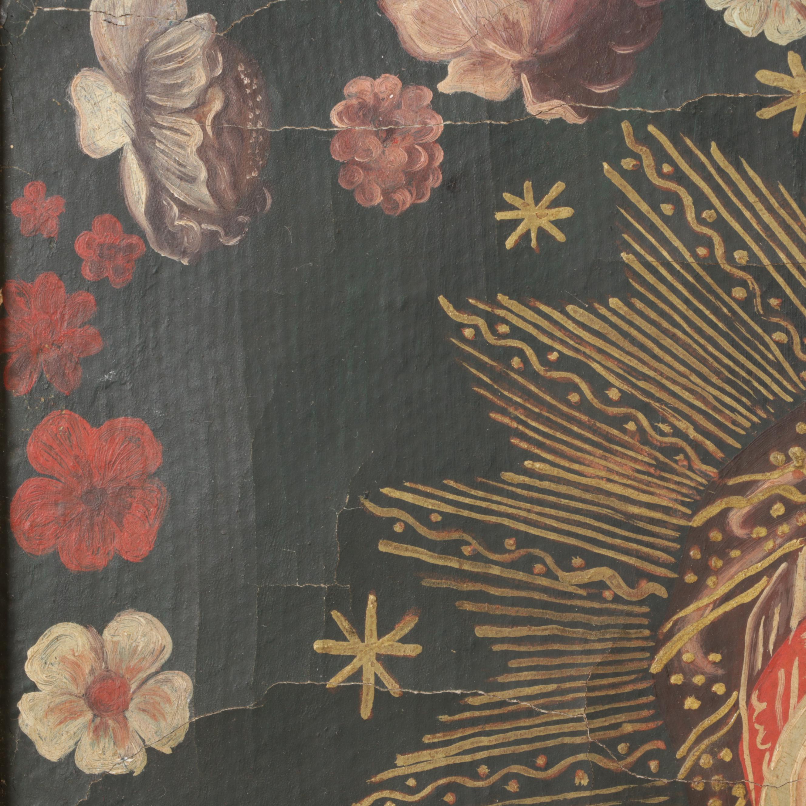 Cuzco School Tempera Painting "Madonna Lactans," Early 20th Century