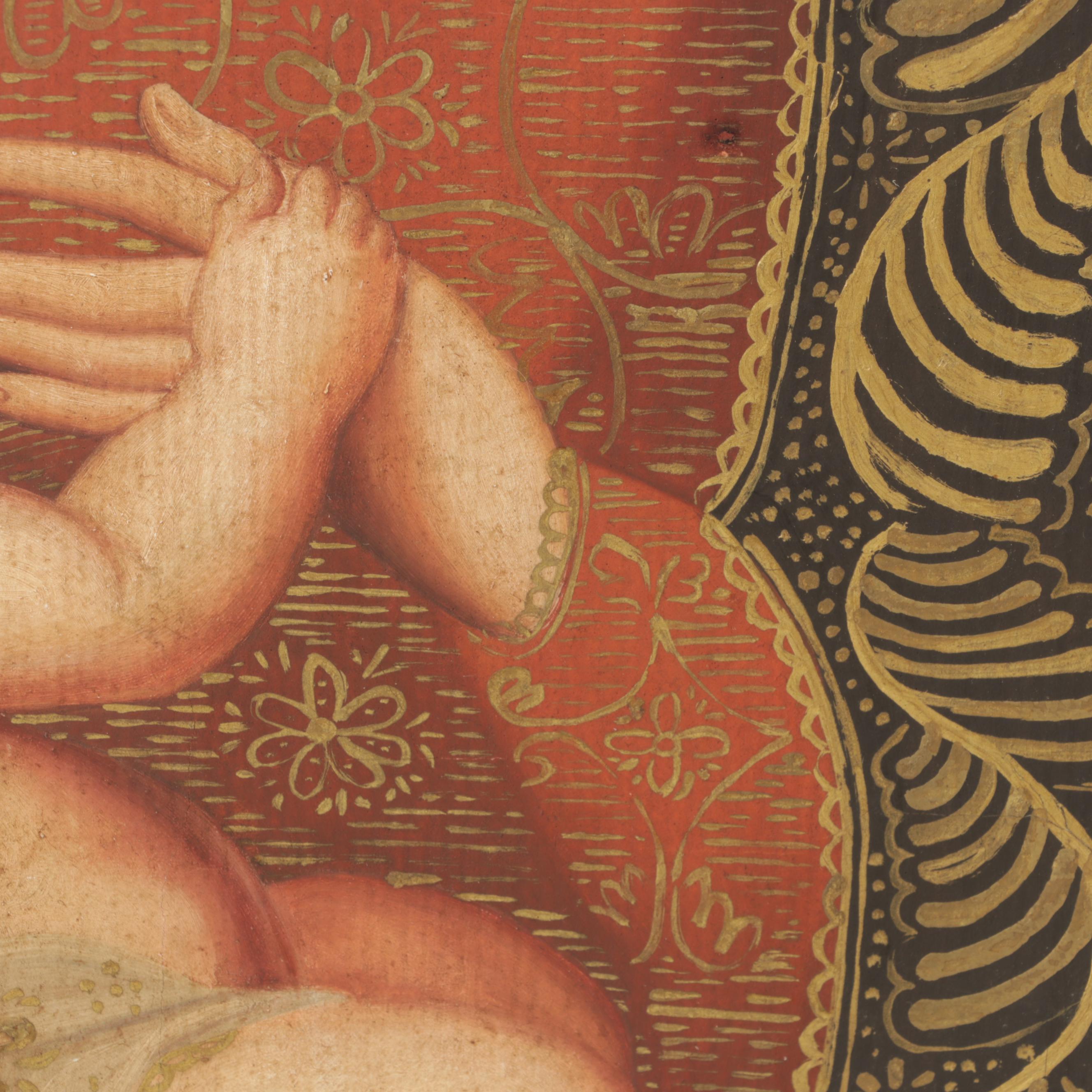 Cuzco School Tempera Painting "Madonna Lactans," Early 20th Century