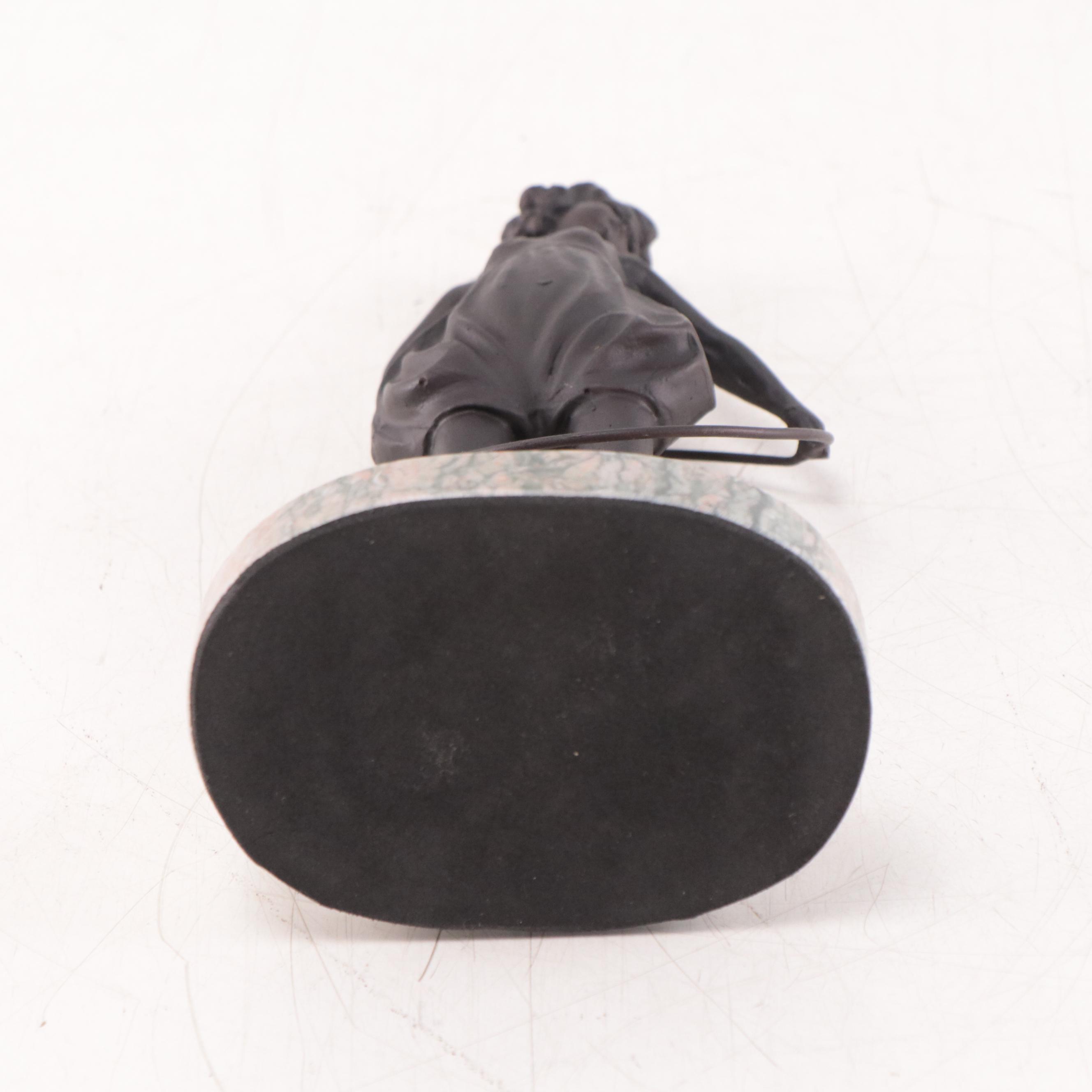 Patinated Spelter Sculpture After Ferdinand Preiss "Hoop Girl"