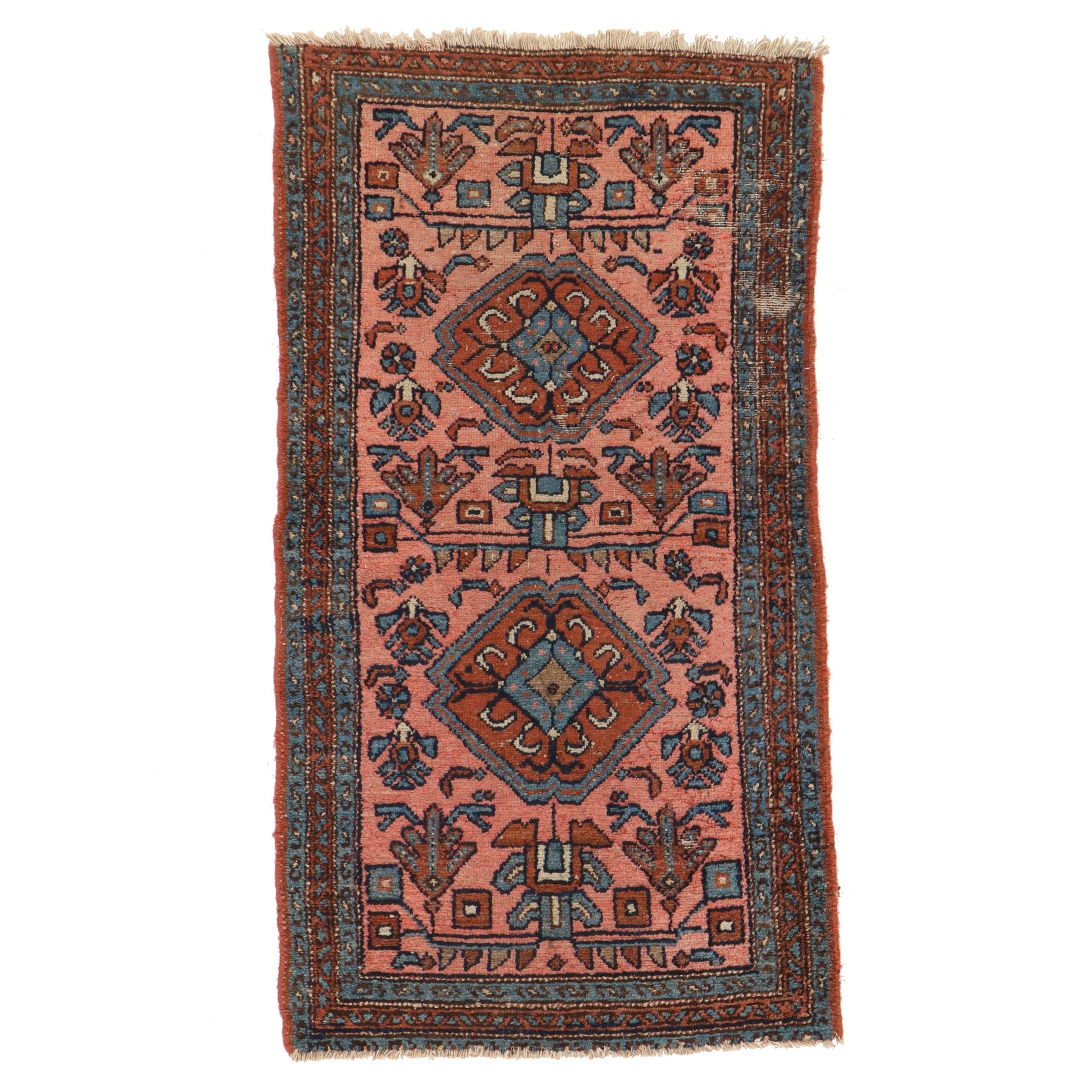 3'2 x 5'9 Hand-Knotted Persian Zanjan Rug, 1920s