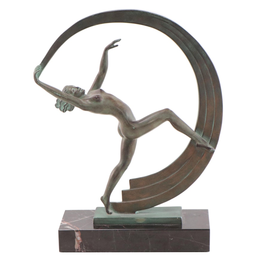 Art Deco Patinated Metal Sculpture "Bacchanale"