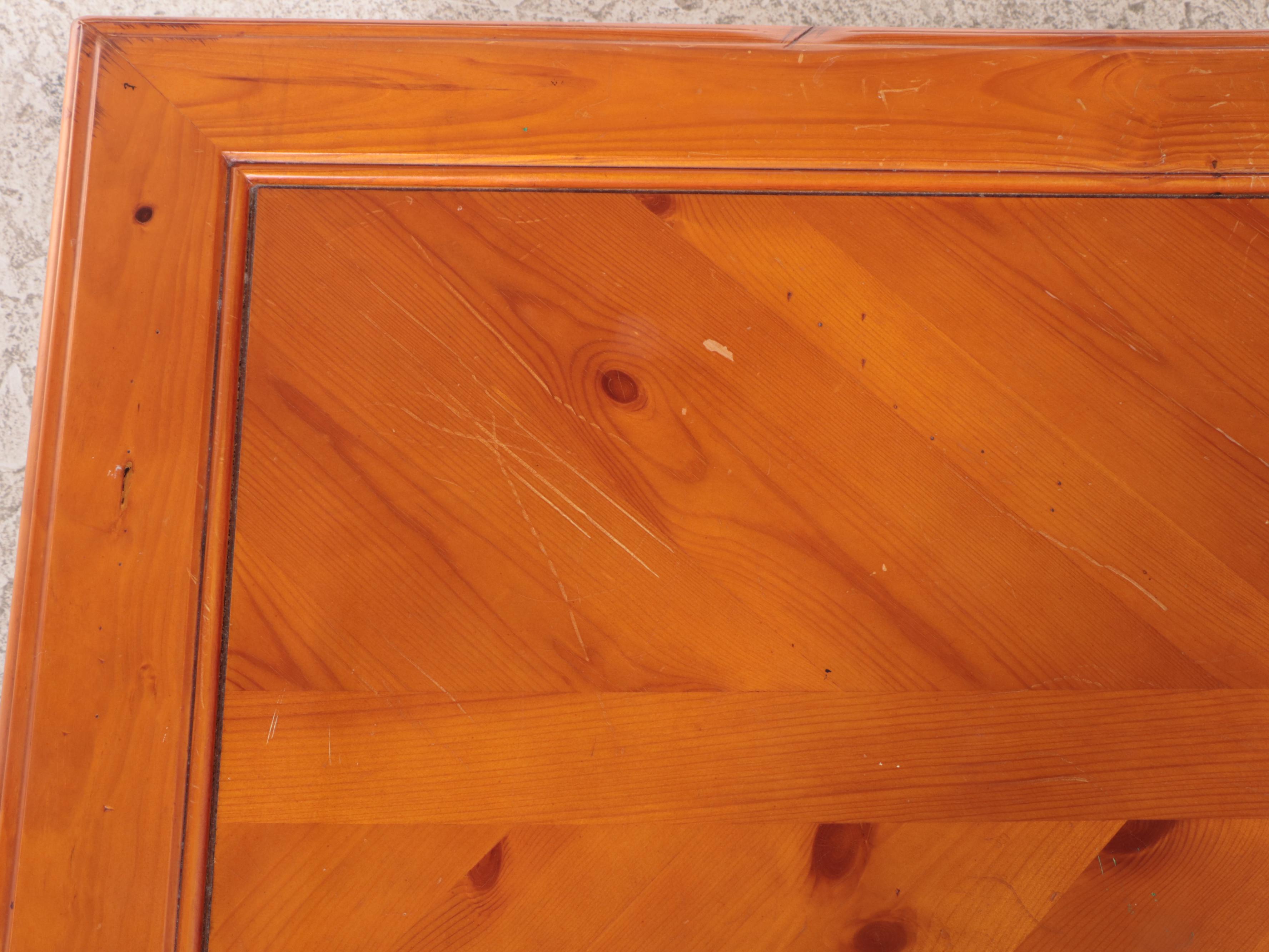 Black-Painted Metal and Pine Top Coffee Table