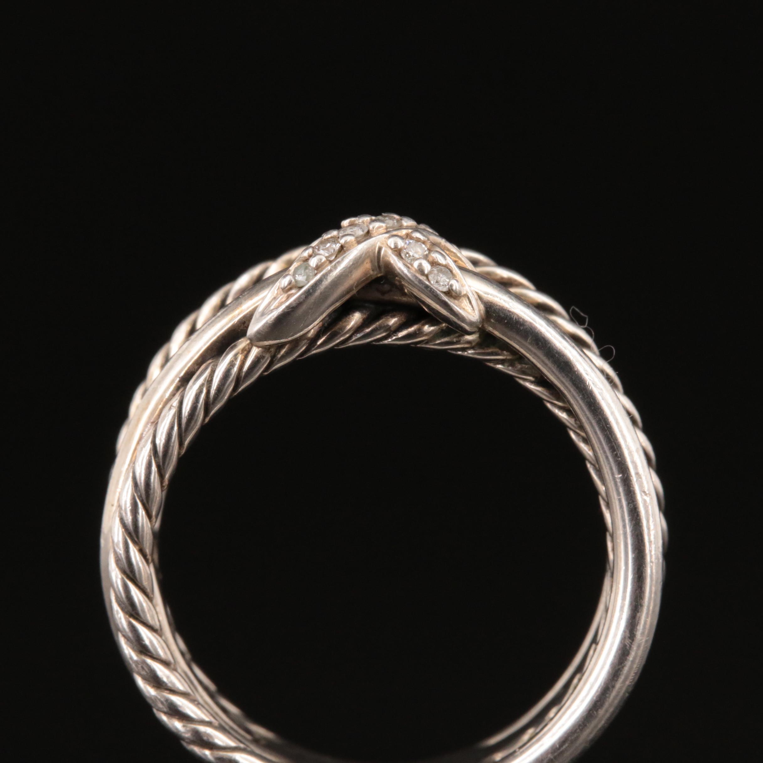 David Yurman Sterling Diamond "X" Crossover Ring