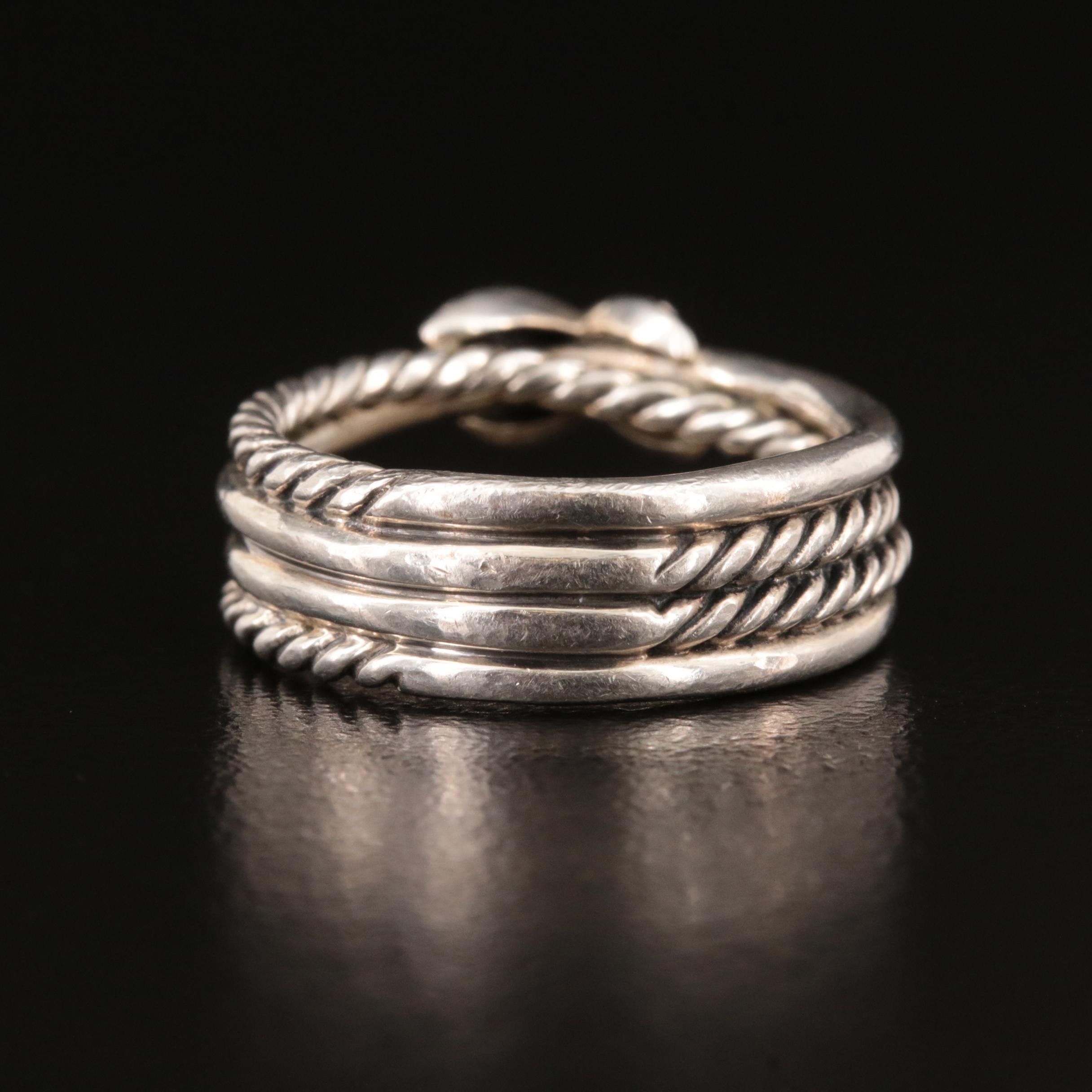 David Yurman Sterling Diamond "X" Crossover Ring