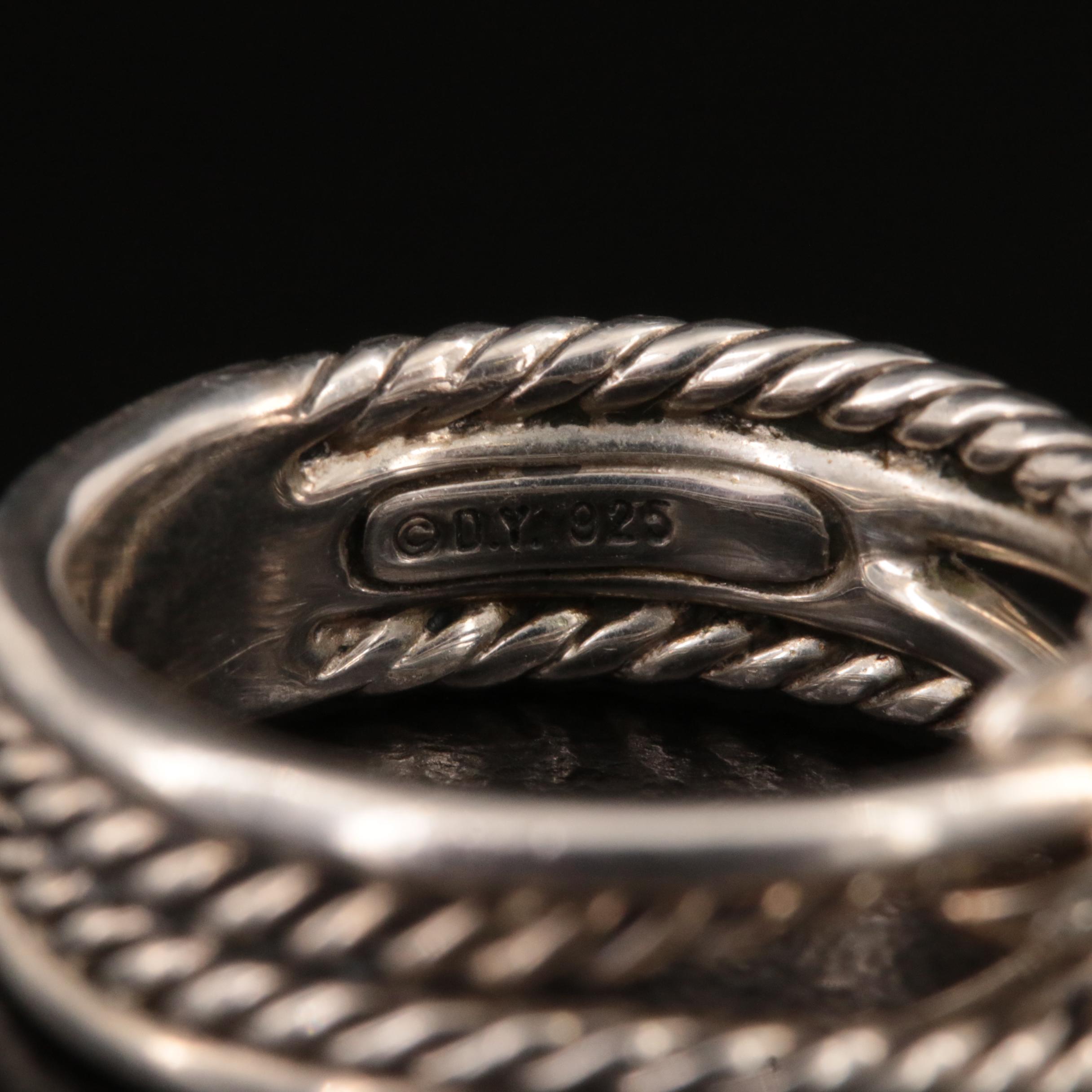 David Yurman Sterling Diamond "X" Crossover Ring