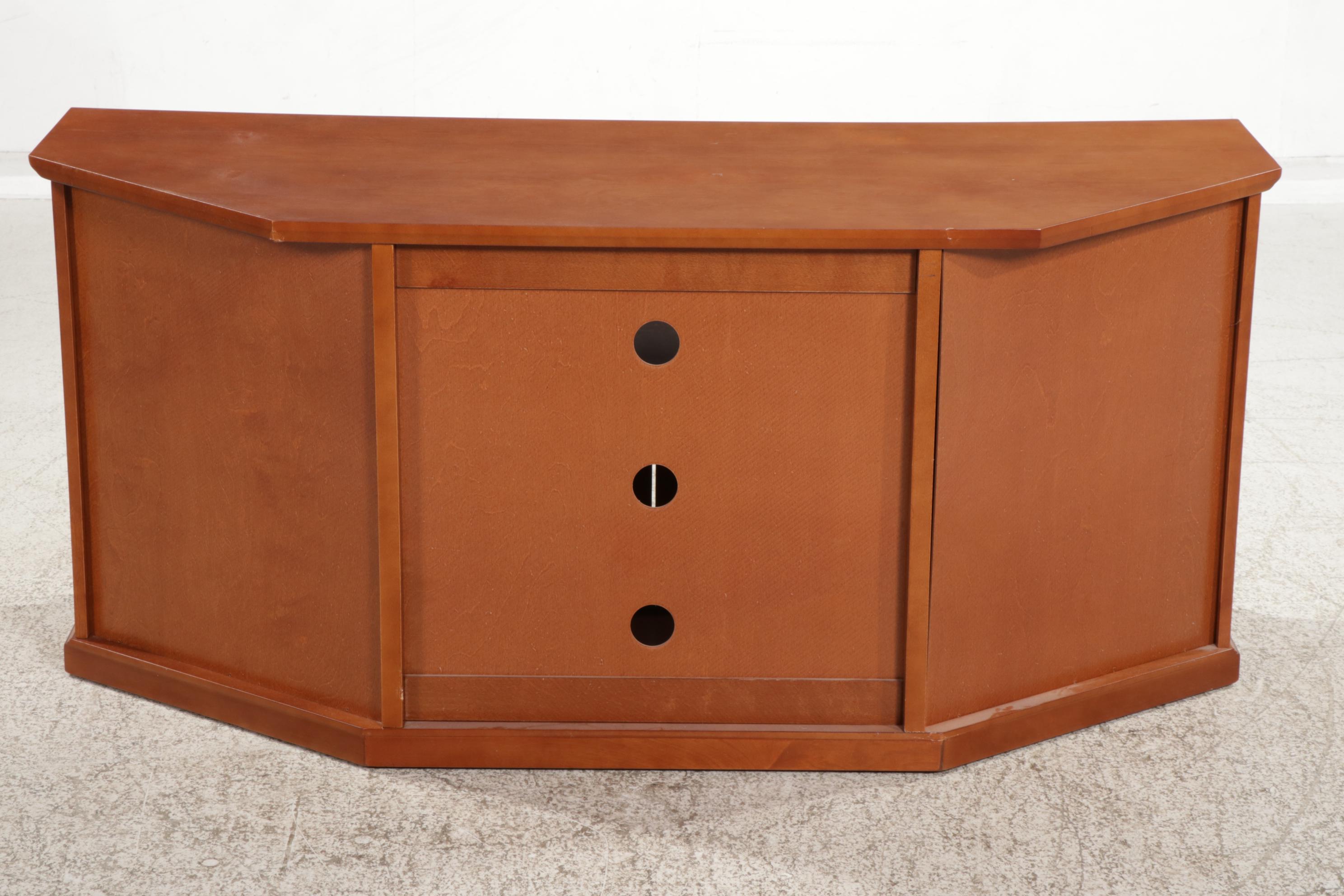 Crosley Furniture Paneled Corner Media Cabinet with Glass Doors