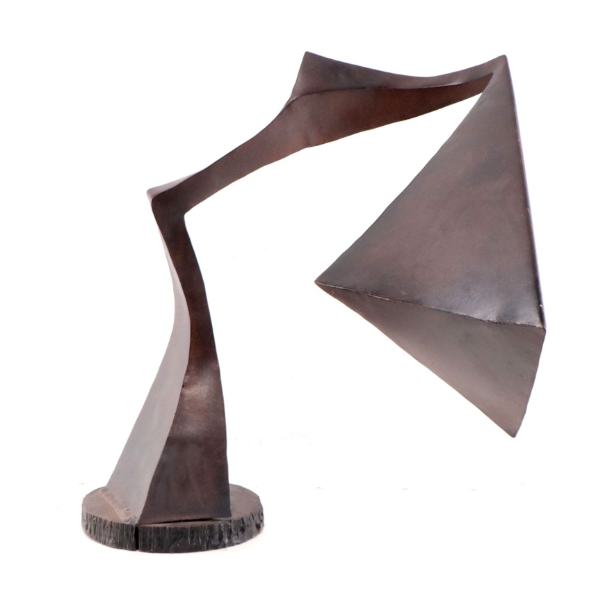 Abstract Brutalist Metal Sculpture