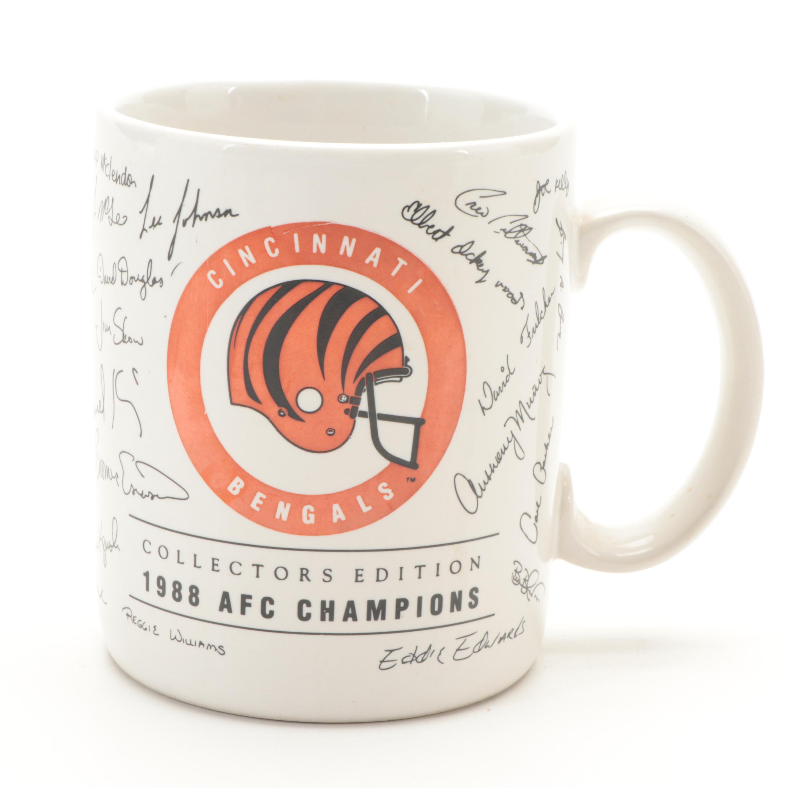 Cincinnati Bengals Commemorative Mug and 7UP Bottles with Tiger Figurine