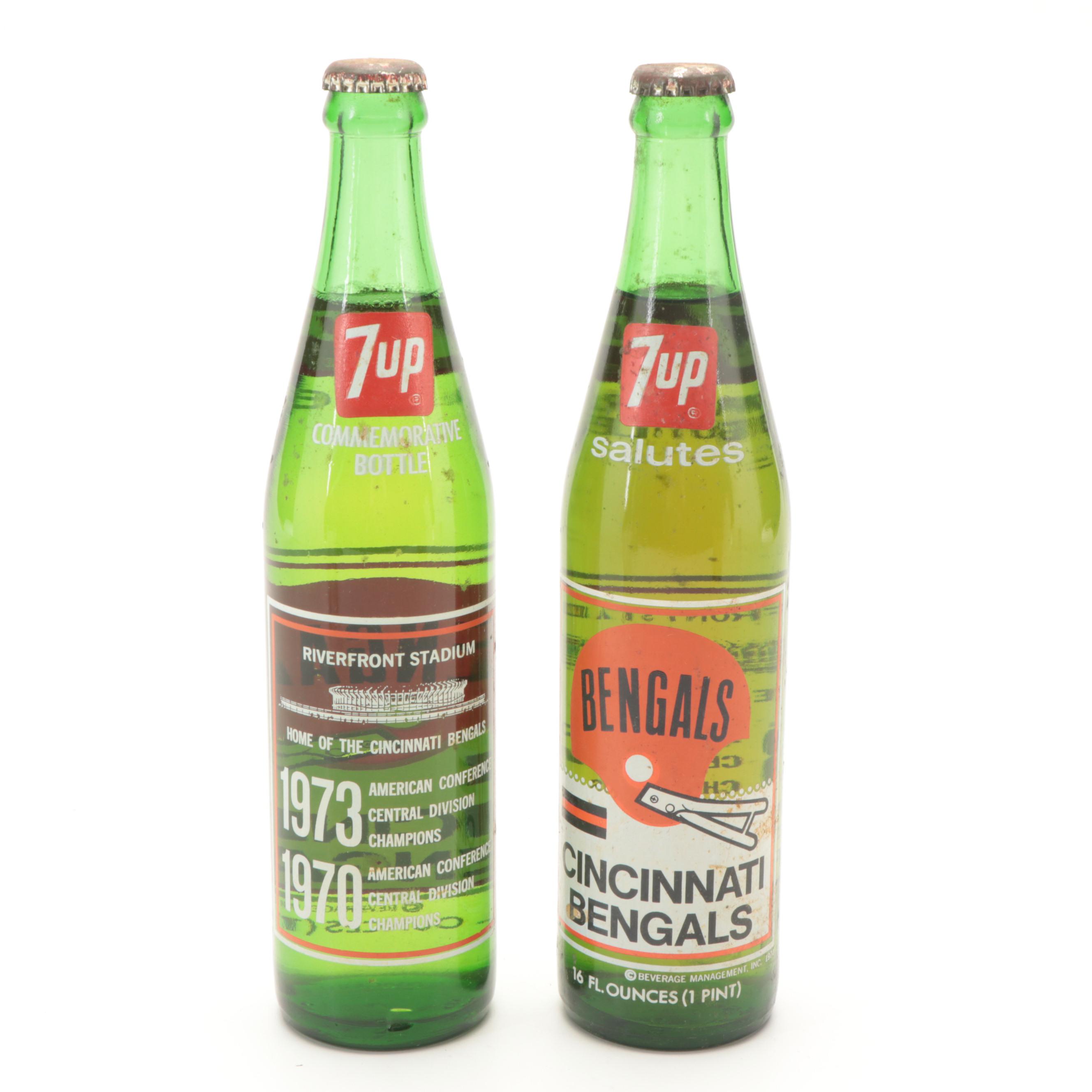 Cincinnati Bengals Commemorative Mug and 7UP Bottles with Tiger Figurine