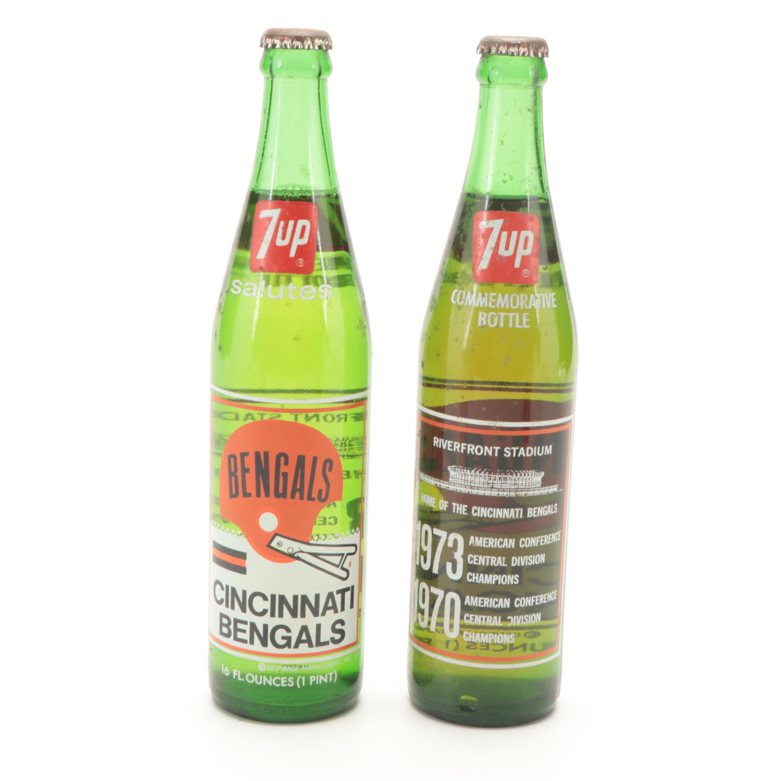 Cincinnati Bengals Commemorative Mug and 7UP Bottles with Tiger Figurine