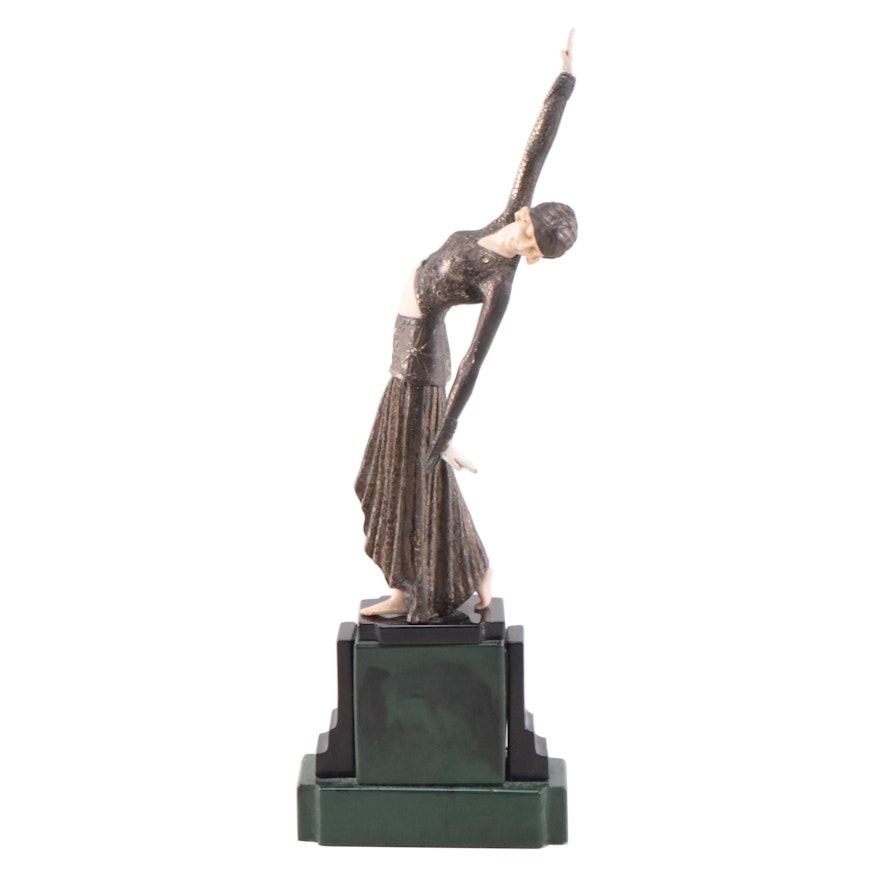 Art Deco Style Resin and Spelter Sculpture After Demétre Chiparus of a Dancer