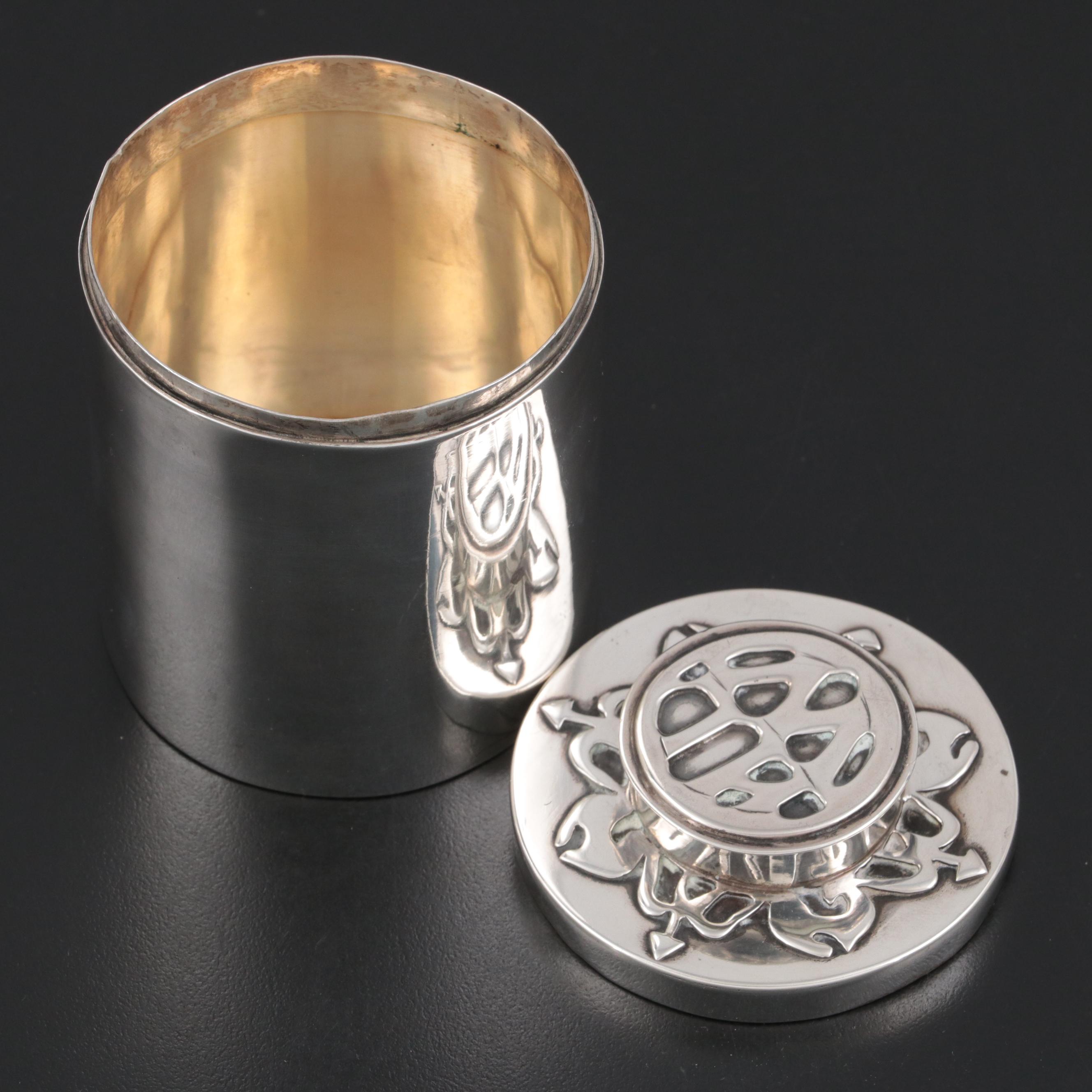 American Arts and Crafts Handwrought Sterling Silver Tea Caddy