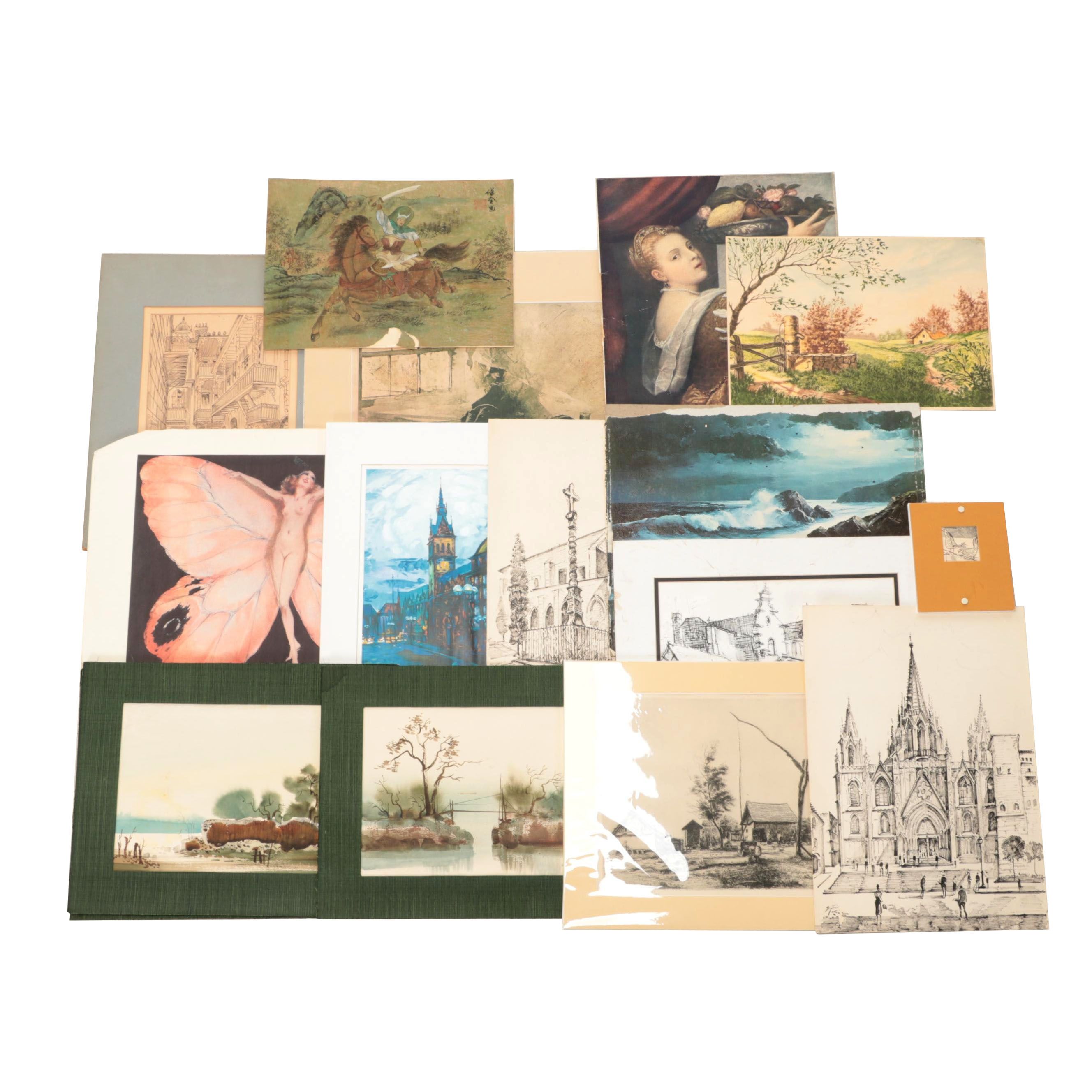 Vasan Landscape Watercolor Paintings and More, Mid-20th Century