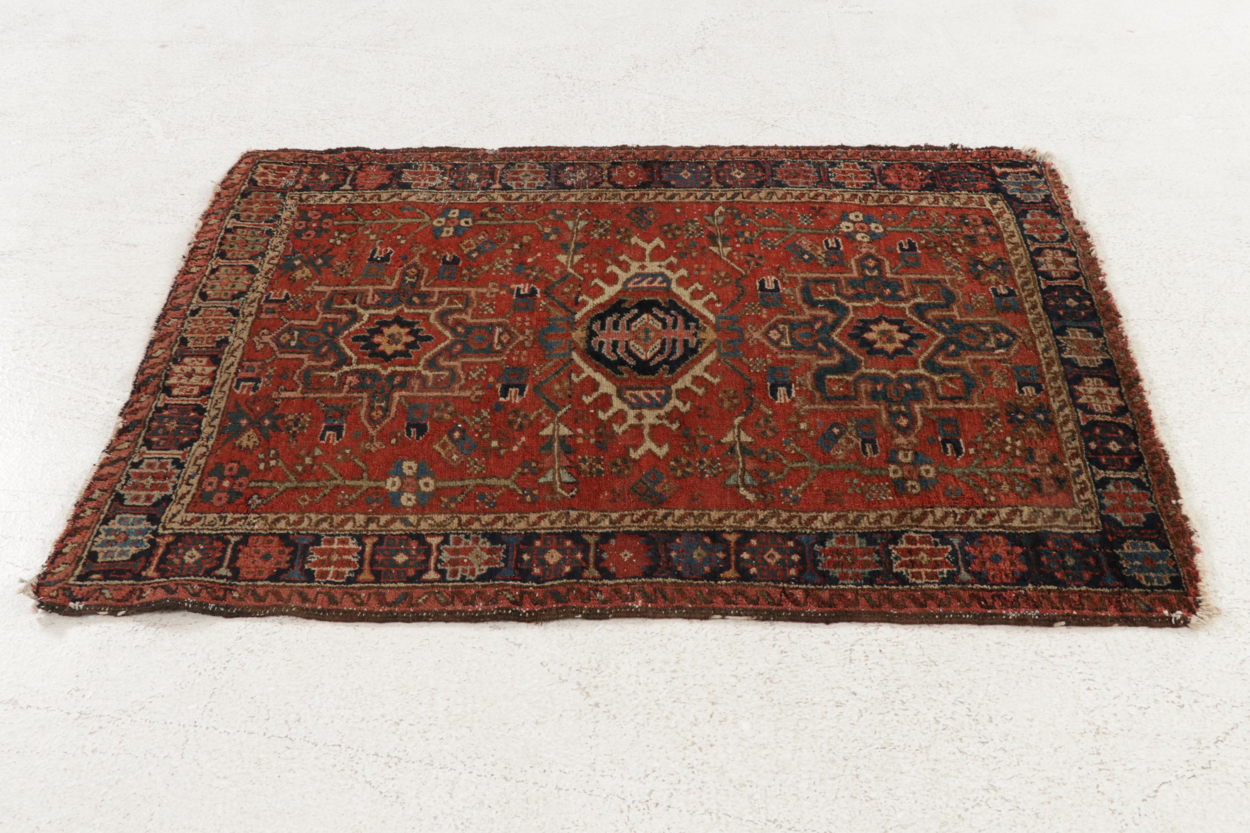 3'4 x 4'7 Hand-Knotted Persian Karaja Accent Rug, circa 1920s