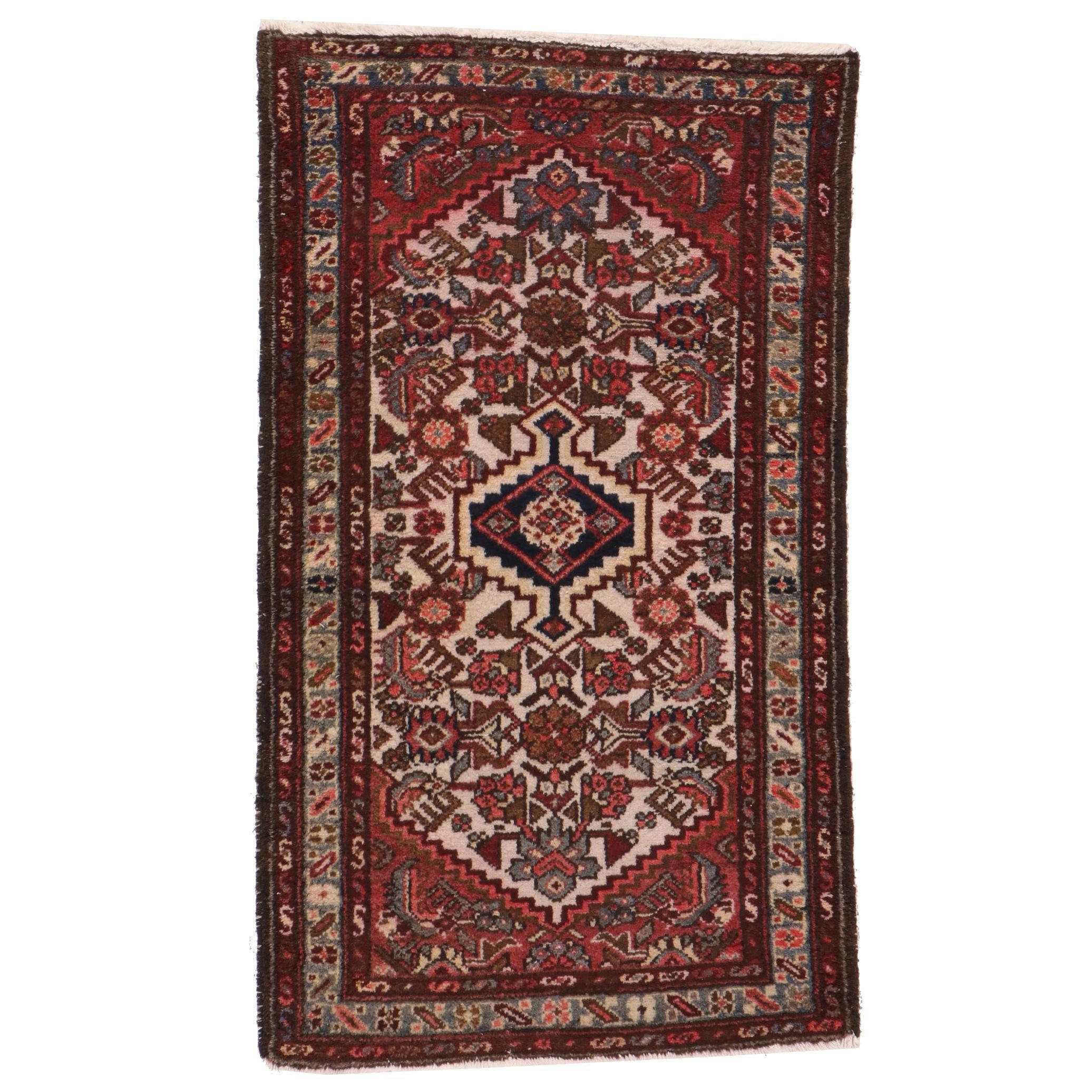 2'5 x 4'1 Hand-Knotted Persian Zanjan Rug, 1920s