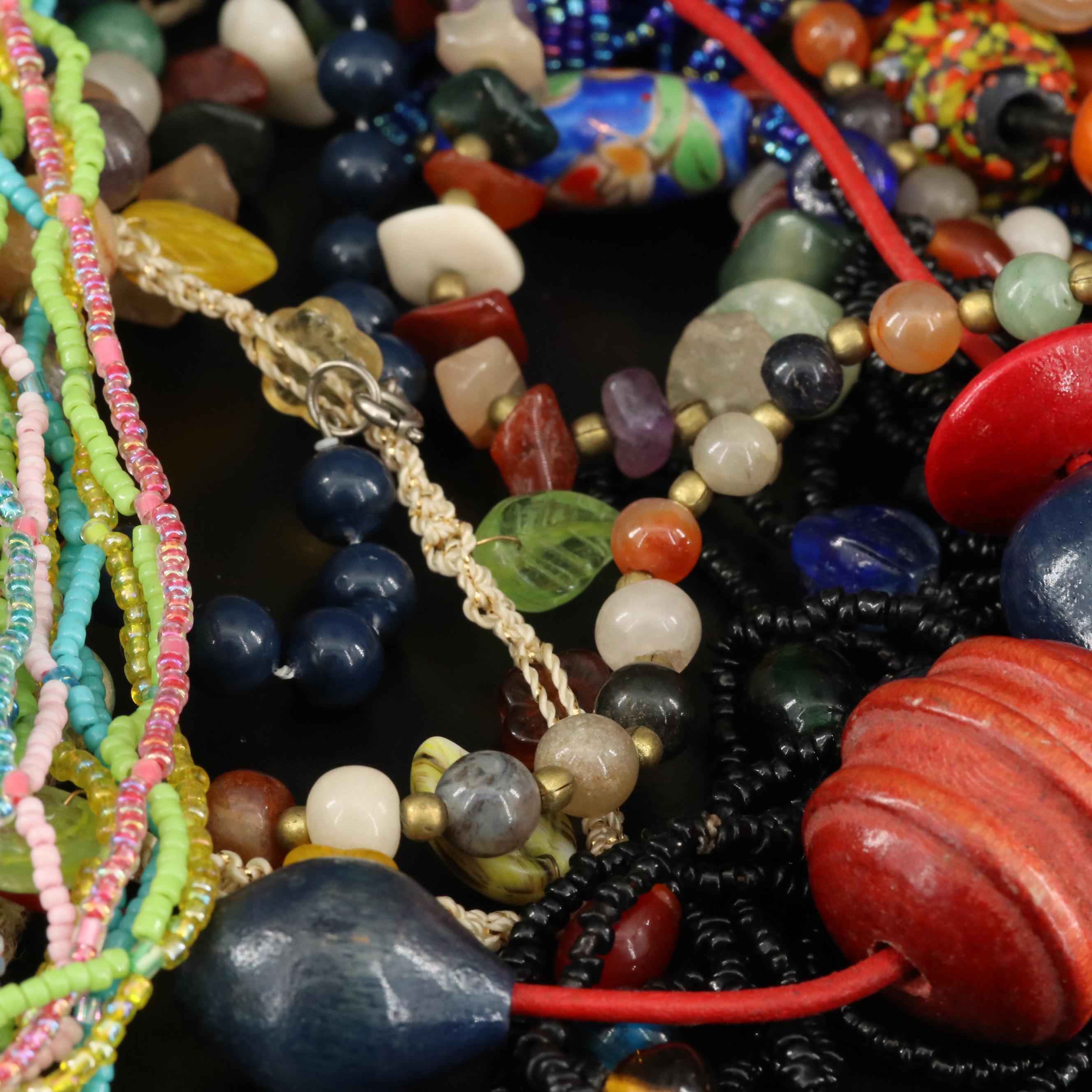 Three to Twelve Strand Bead Necklaces and Bracelets Including Bloodstone