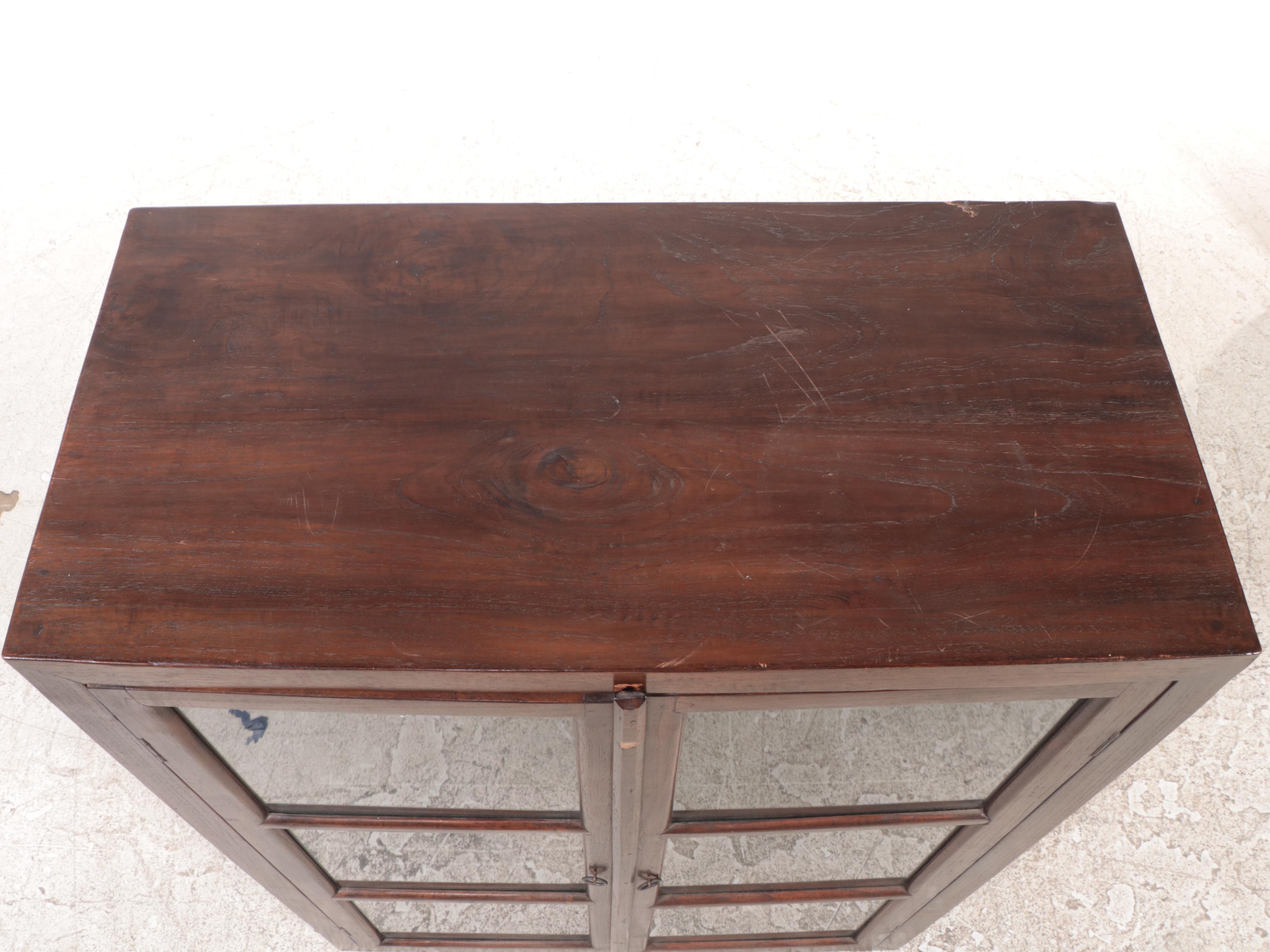 Indonesian Ebonized Teak and Glass Cabinet, 20th Century