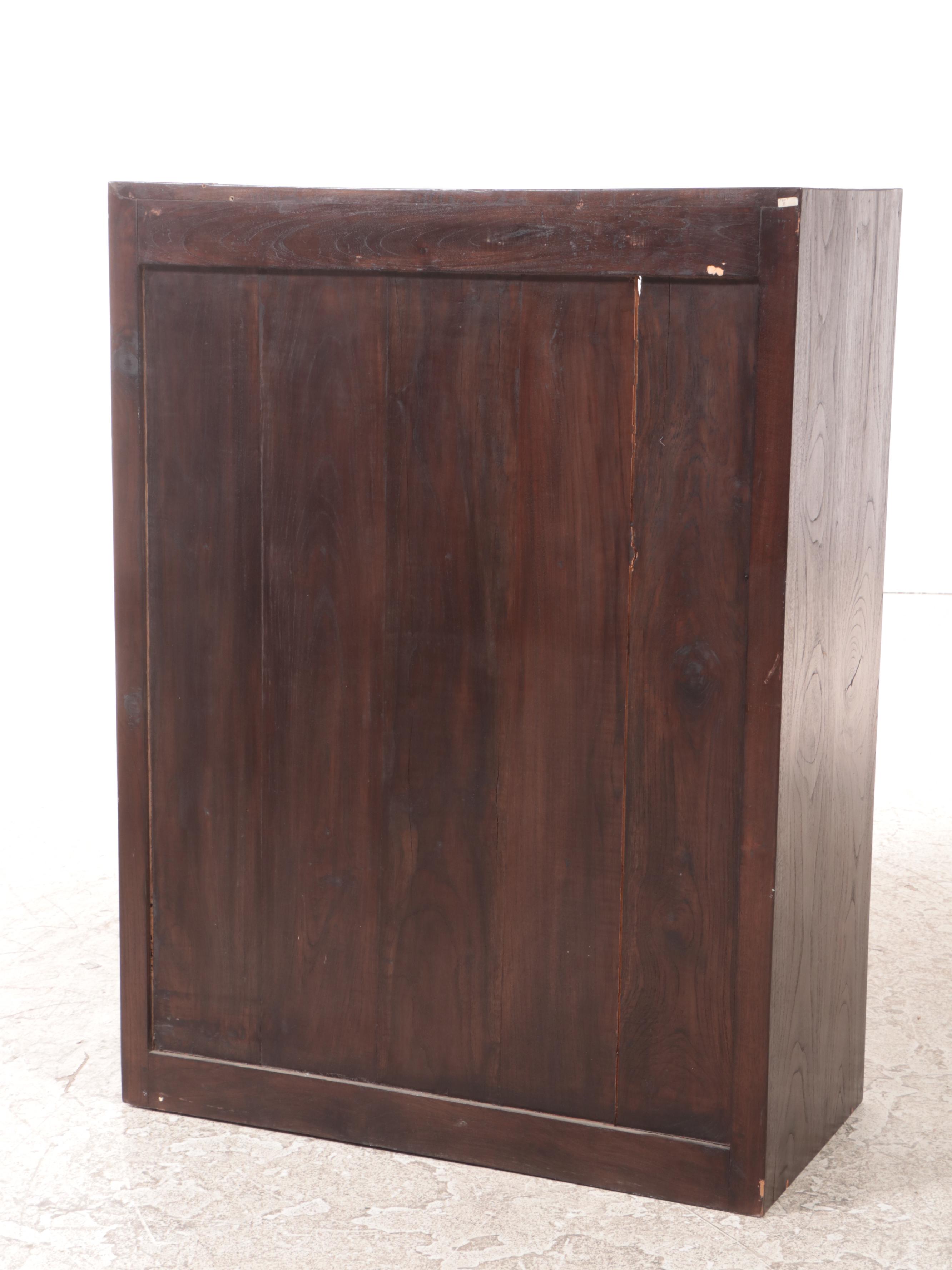 Indonesian Ebonized Teak and Glass Cabinet, 20th Century