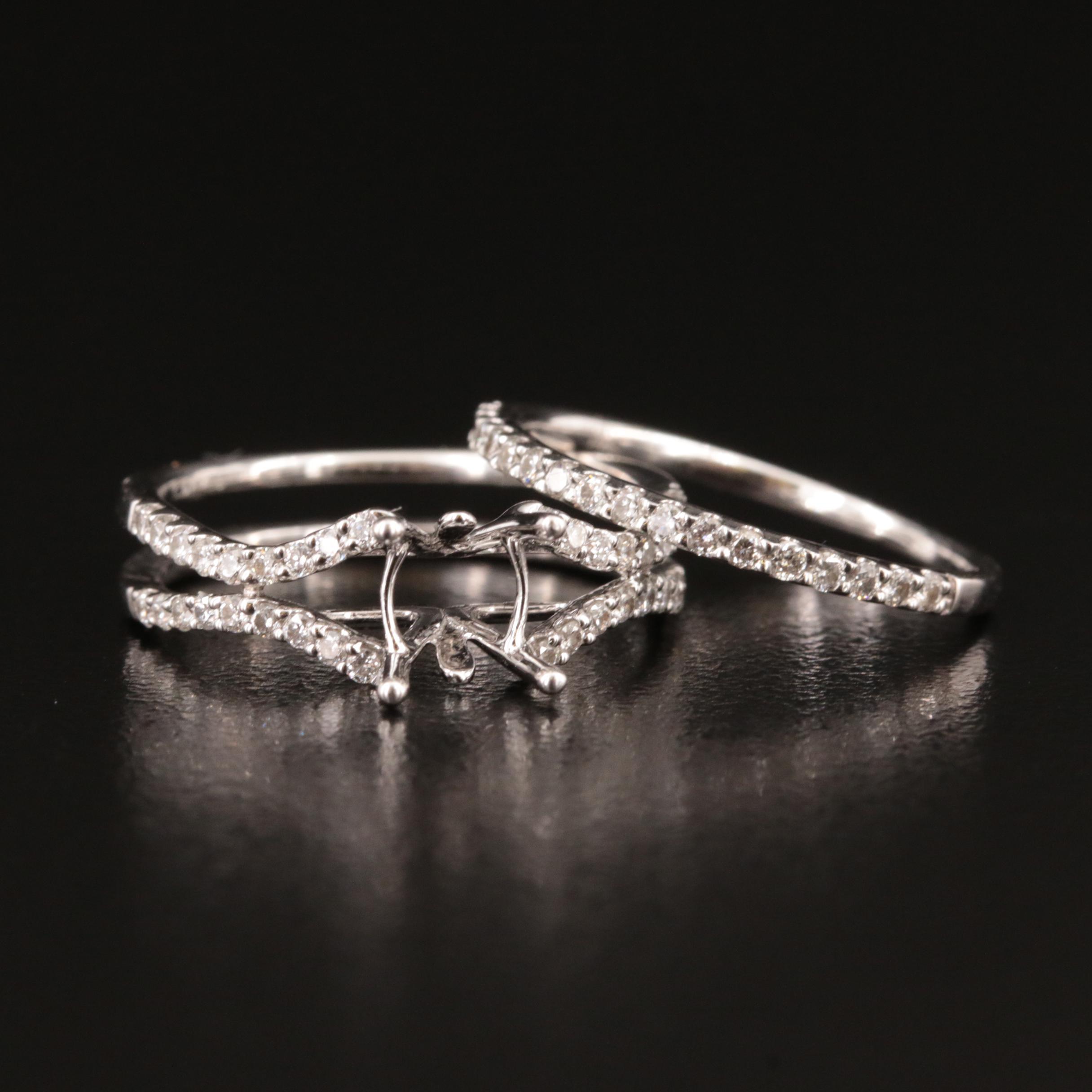 14K 0.51 CTW Diamond Semi-Mount Ring and Band