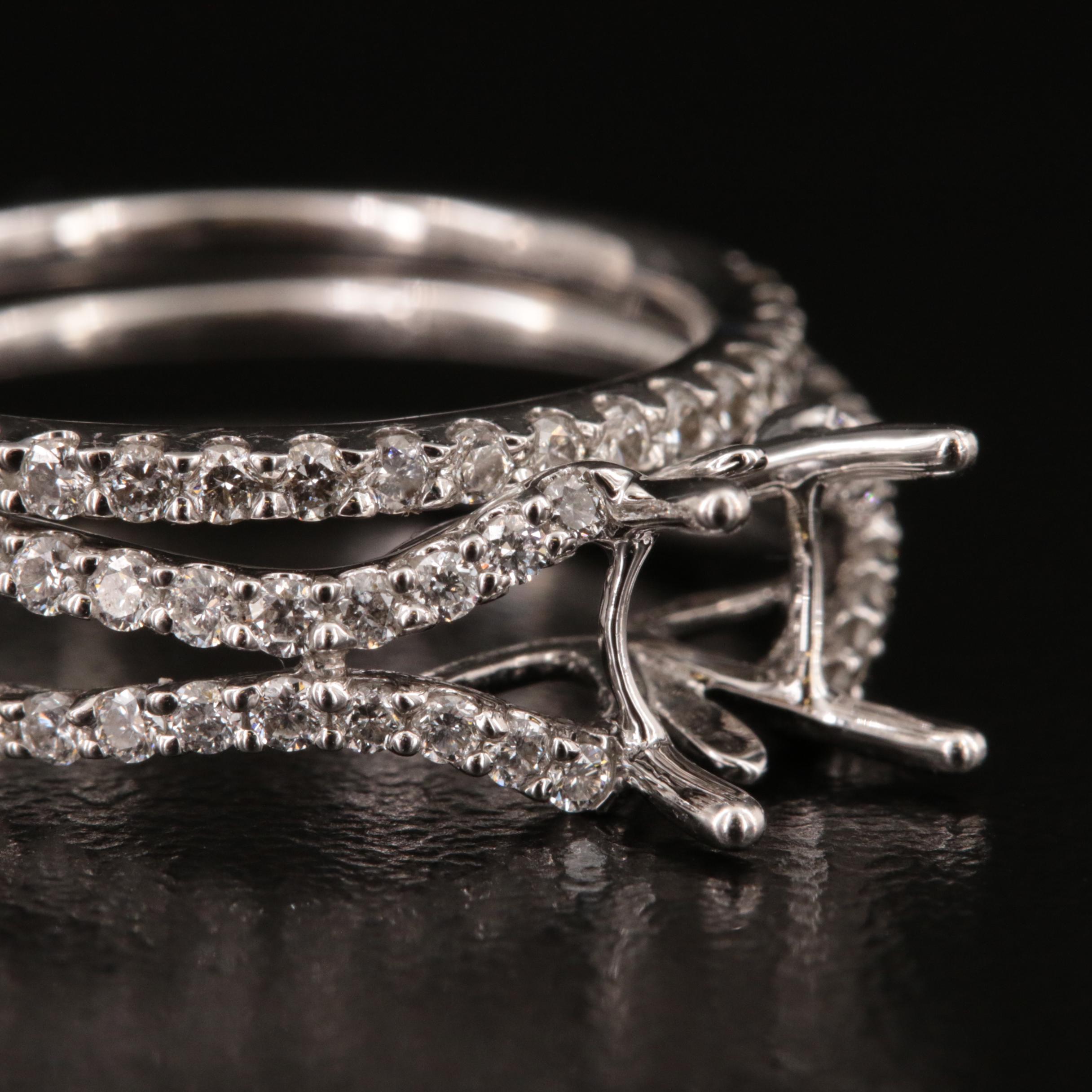 14K 0.51 CTW Diamond Semi-Mount Ring and Band