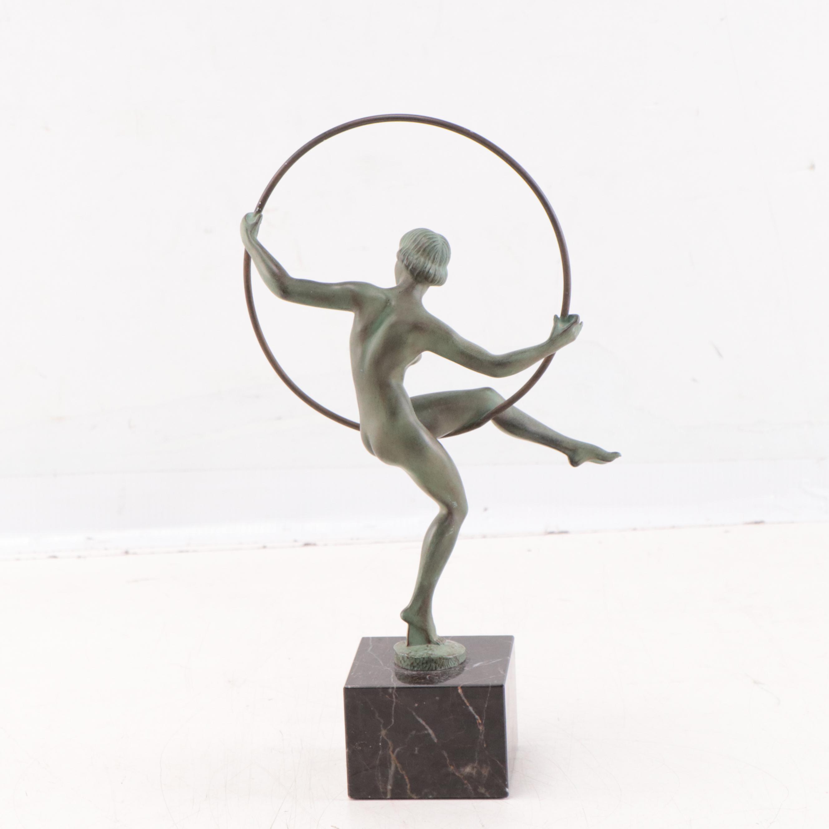 Art Deco Patinated Metal Sculpture After Marcel André Bouraine