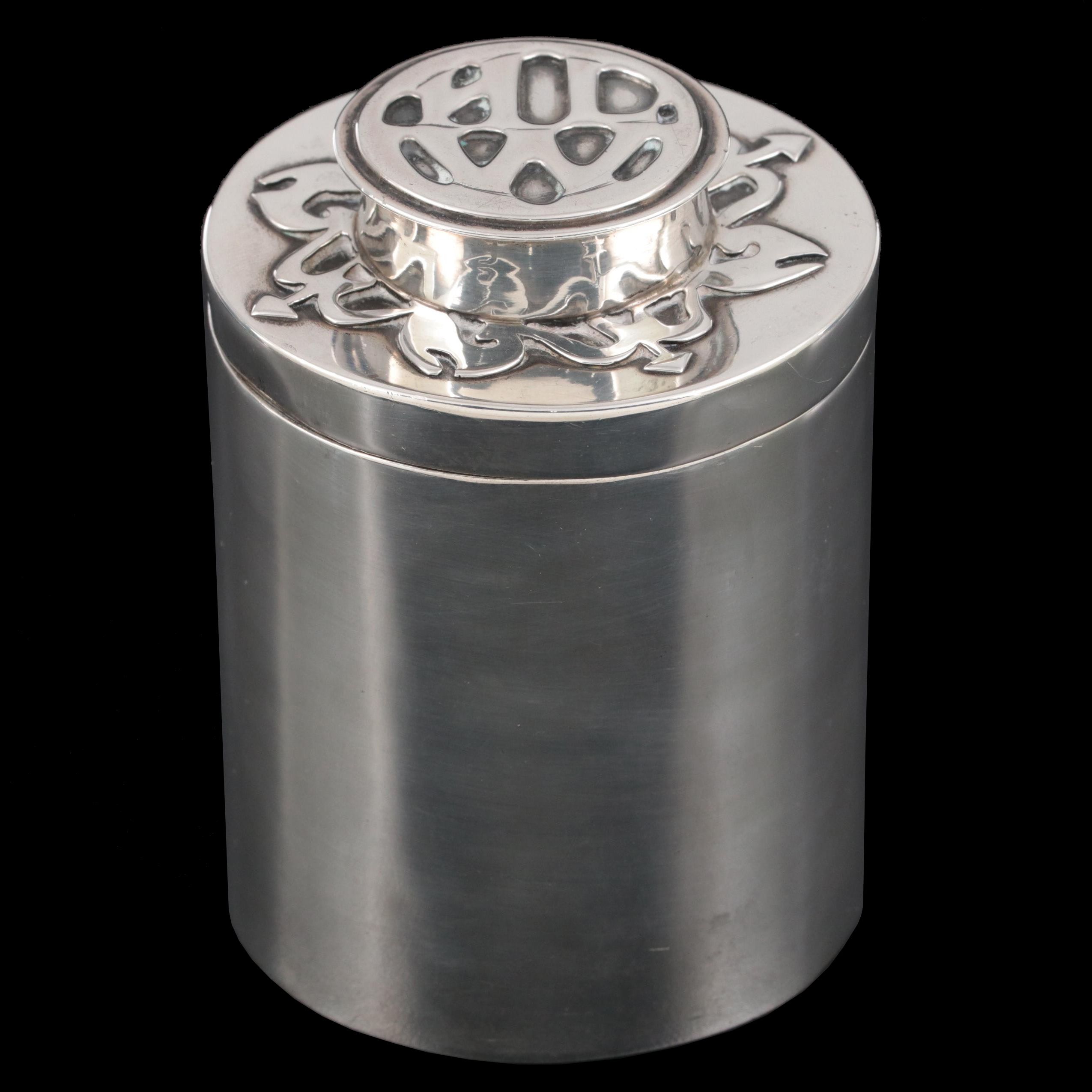 American Arts and Crafts Handwrought Sterling Silver Tea Caddy