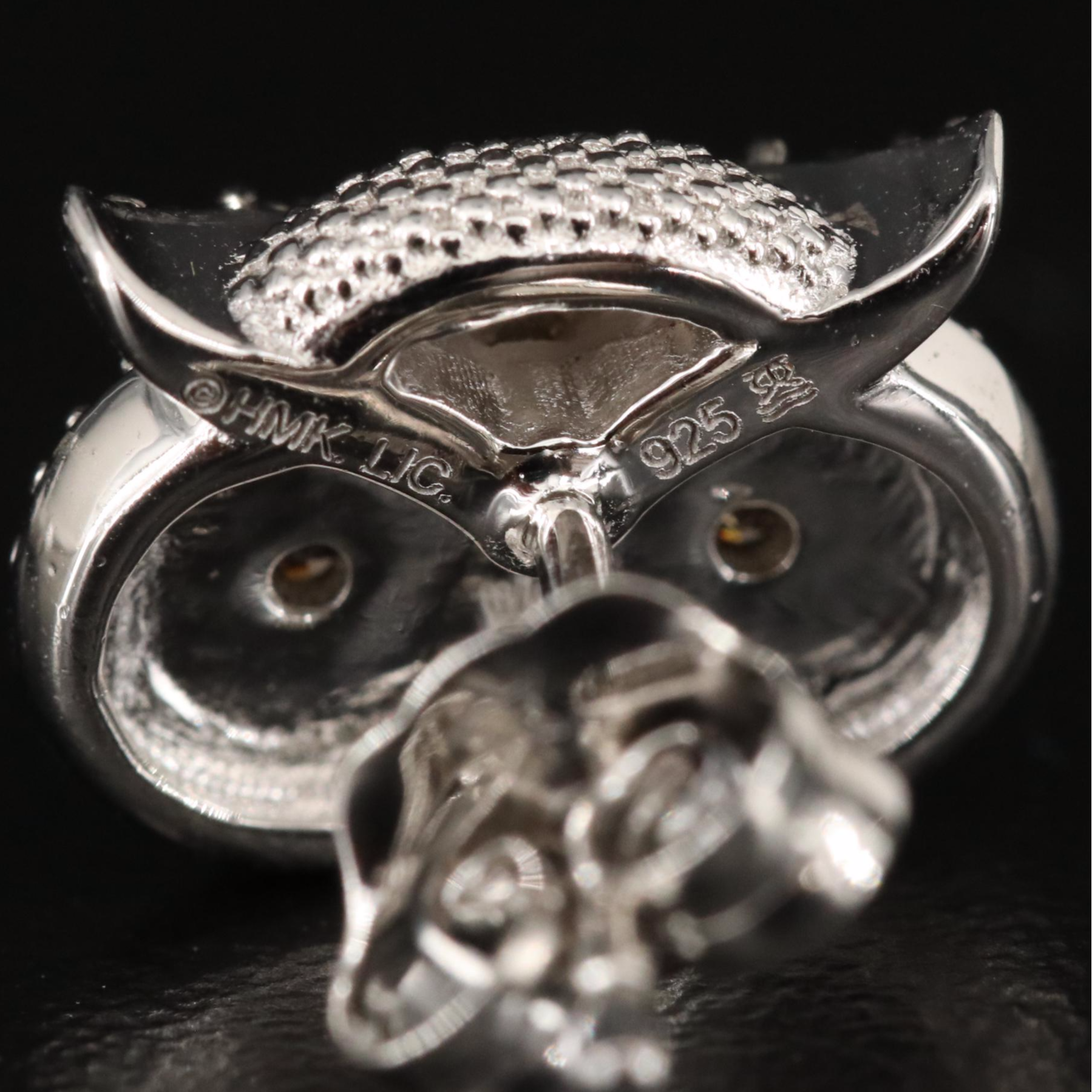 Hallmark Sterling Diamond Owl Earrings