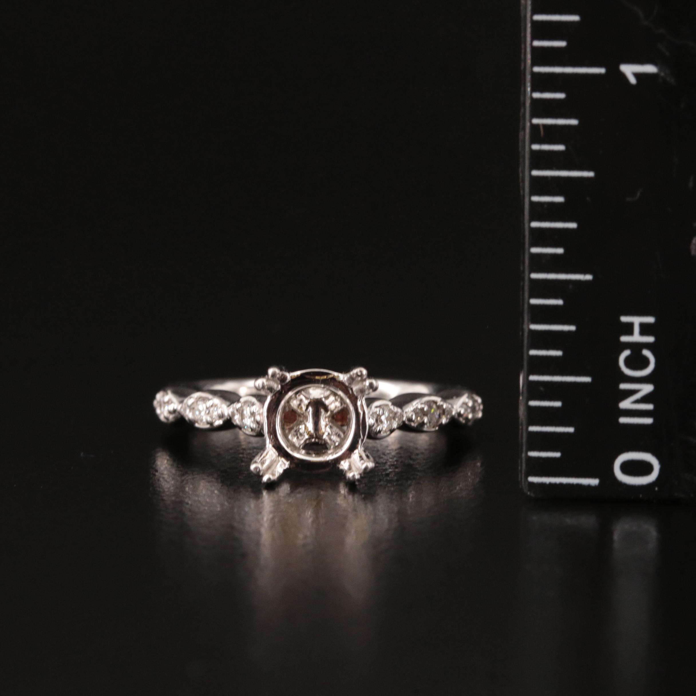 14K 0.24 CTW Diamond Semi Mount Ring with Rose Gold Accents