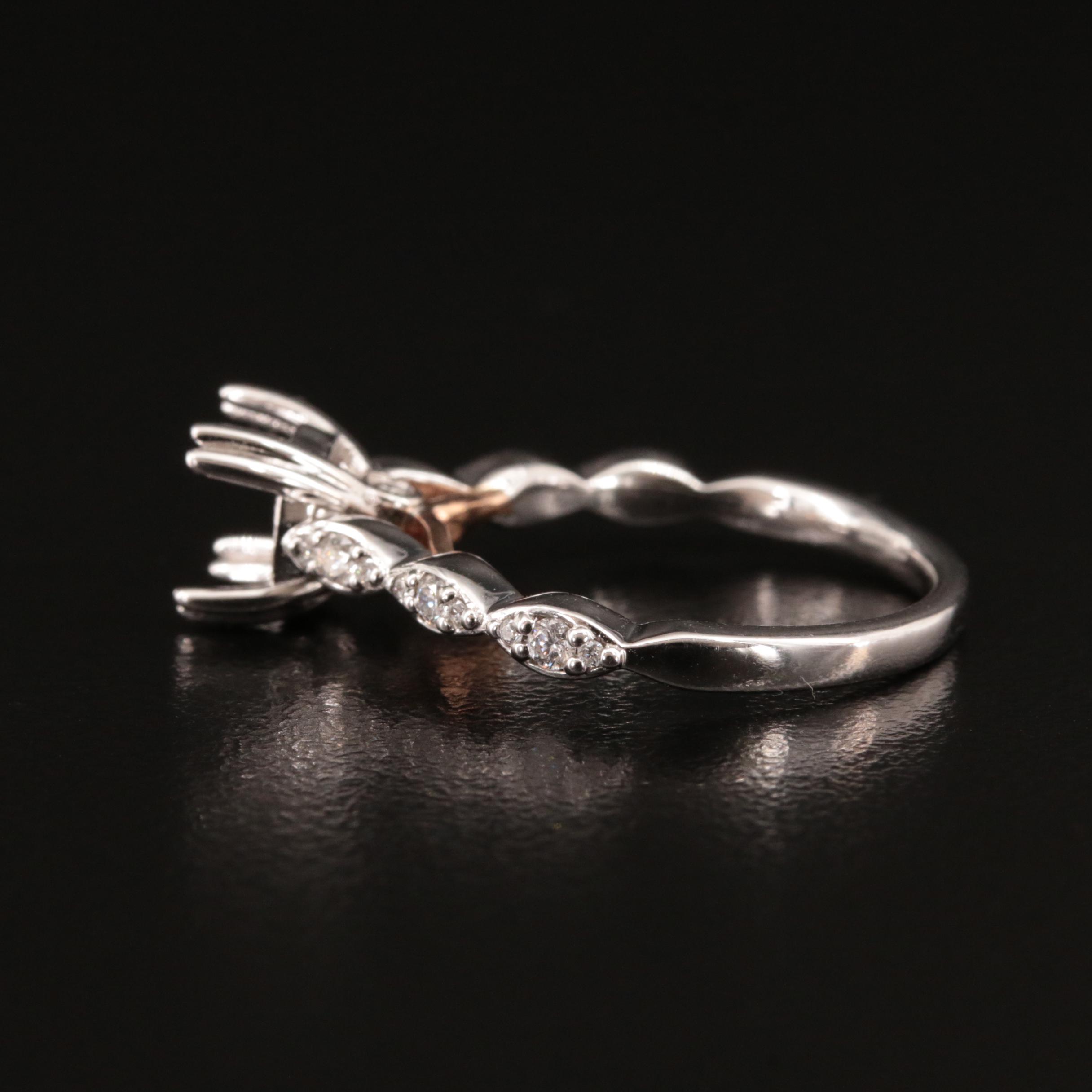 14K 0.24 CTW Diamond Semi Mount Ring with Rose Gold Accents