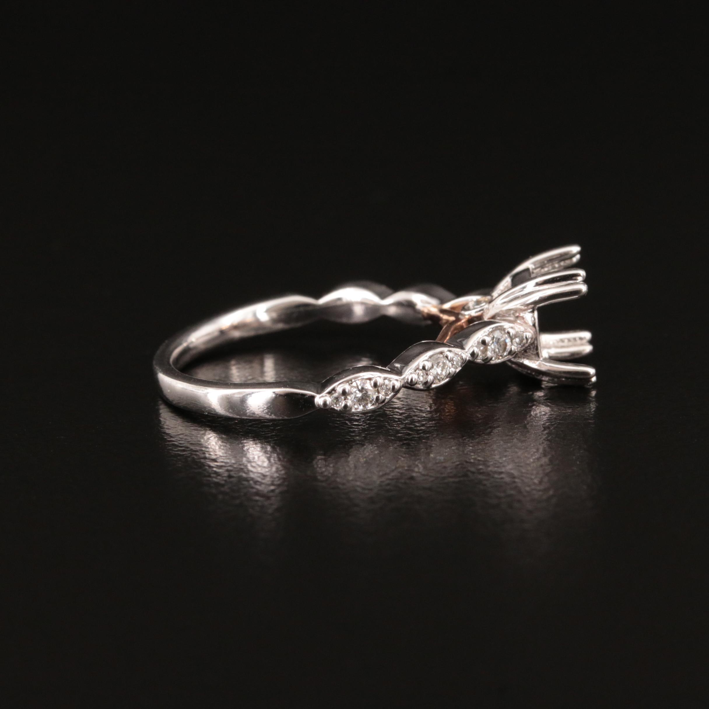 14K 0.24 CTW Diamond Semi Mount Ring with Rose Gold Accents