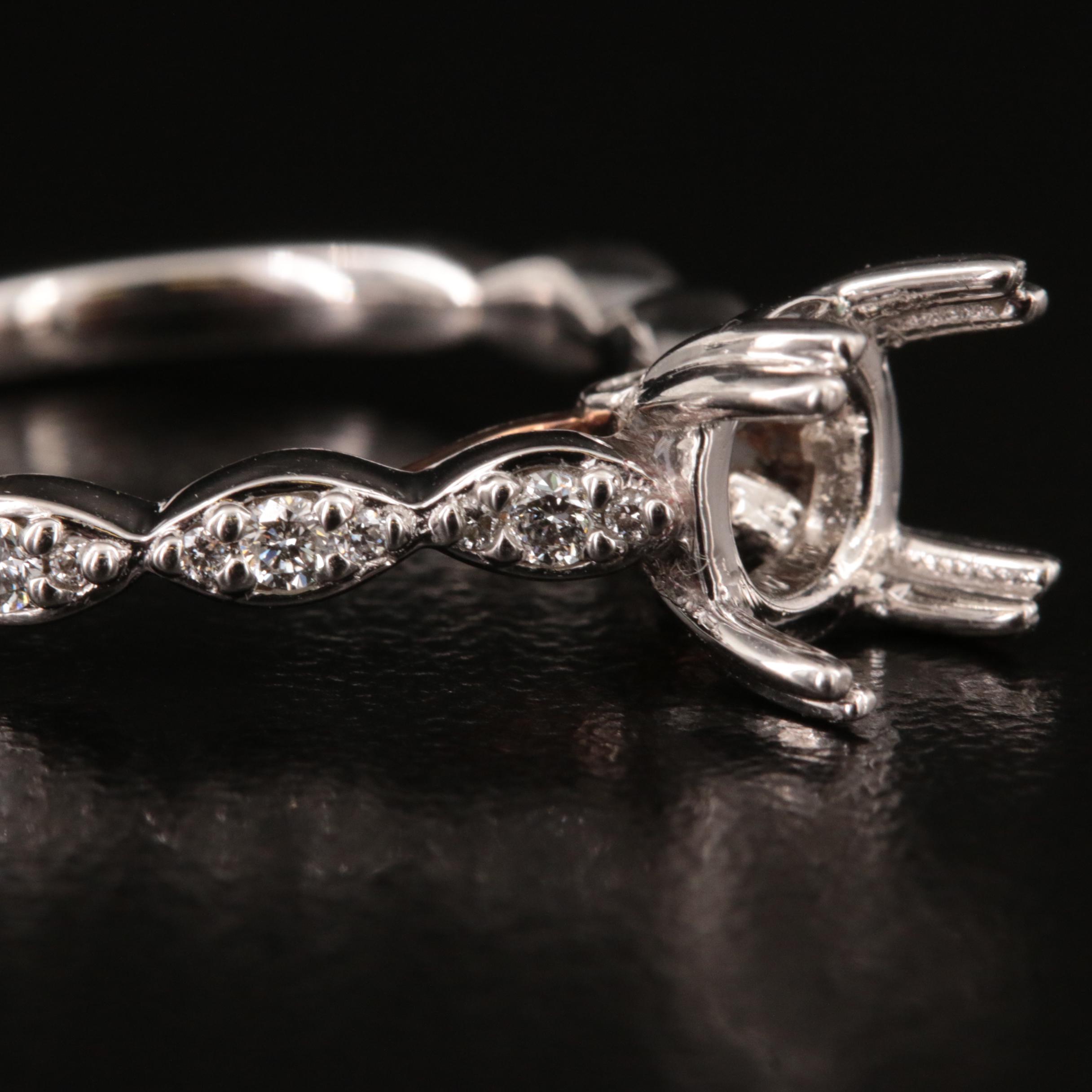 14K 0.24 CTW Diamond Semi Mount Ring with Rose Gold Accents