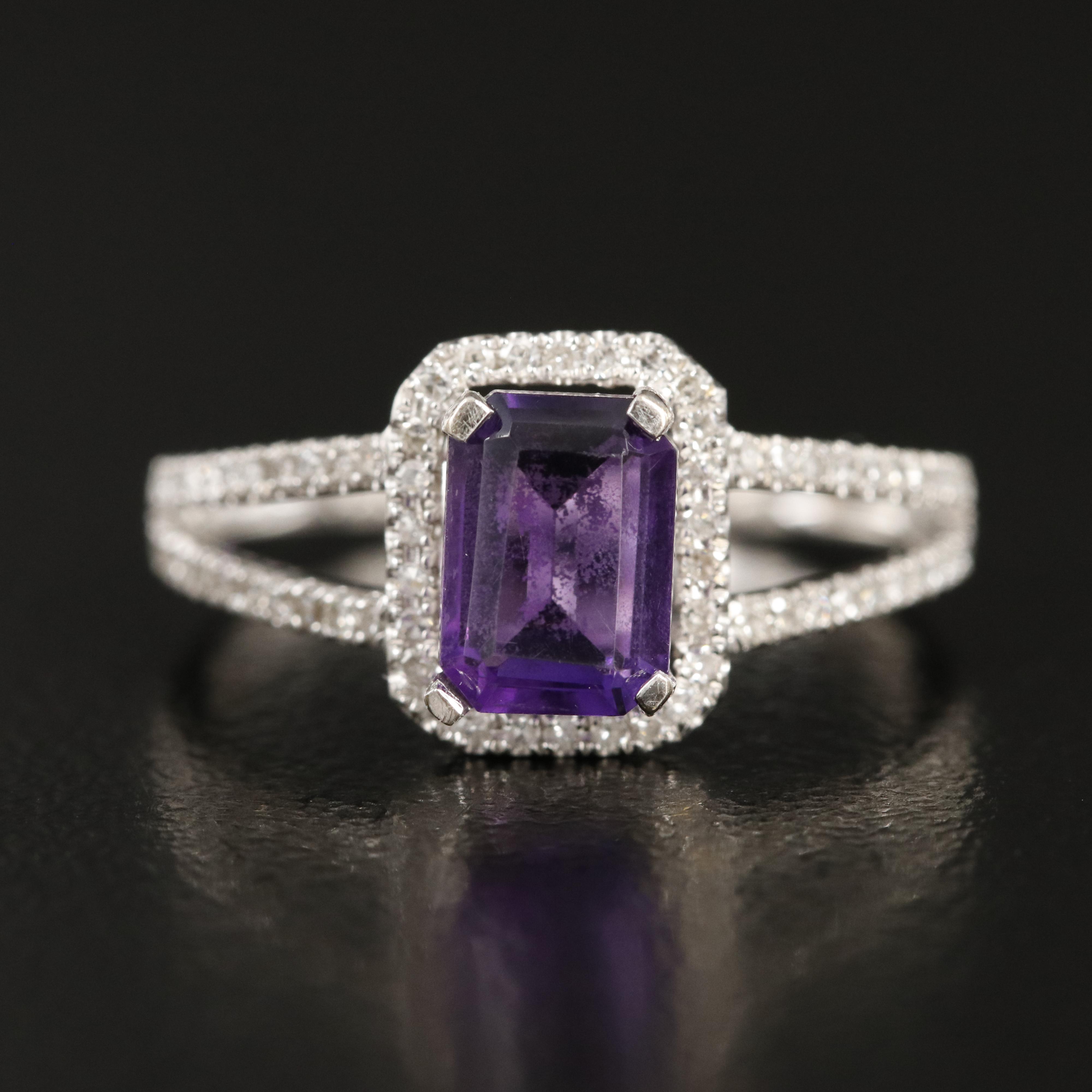 14K Amethyst and Diamond Ring