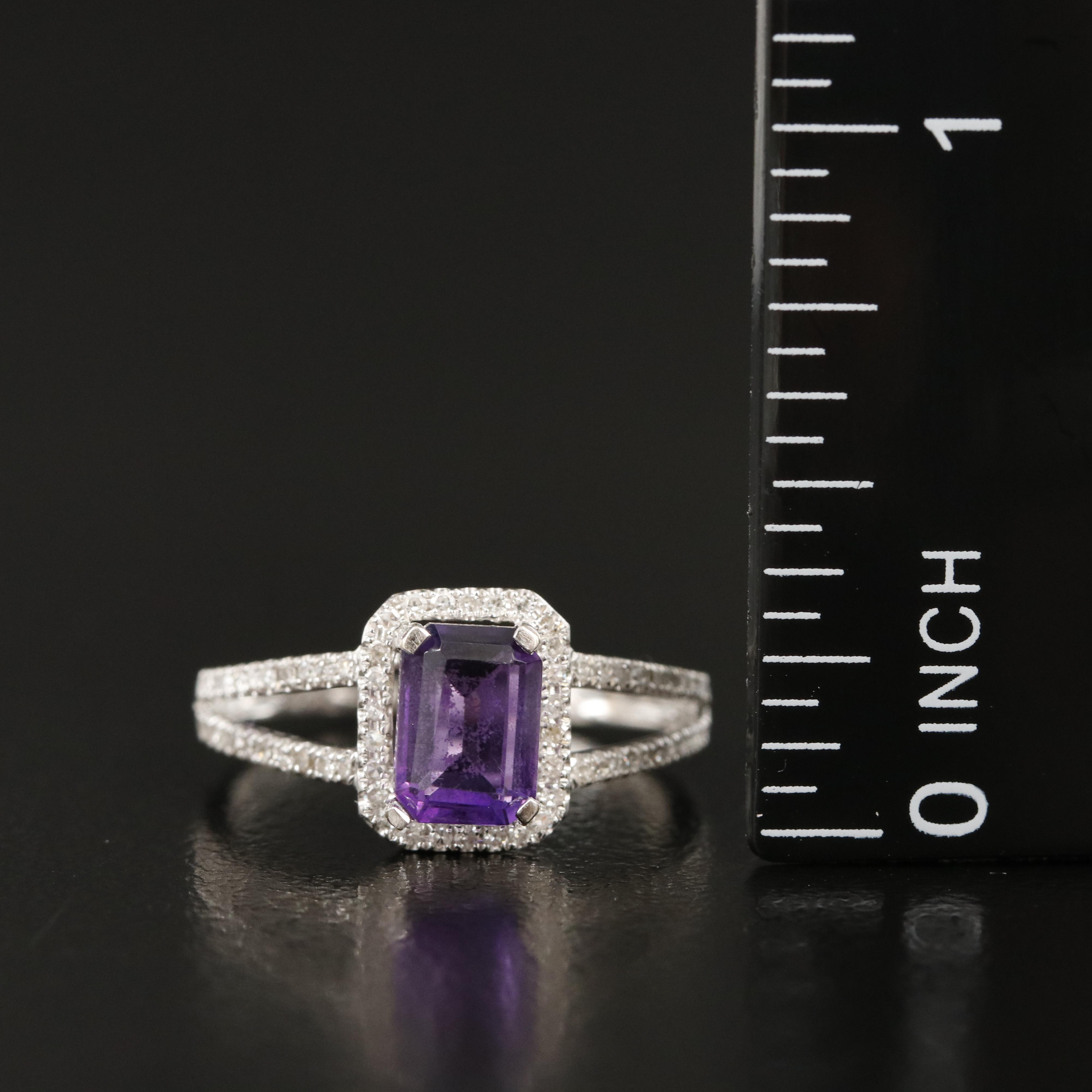 14K Amethyst and Diamond Ring