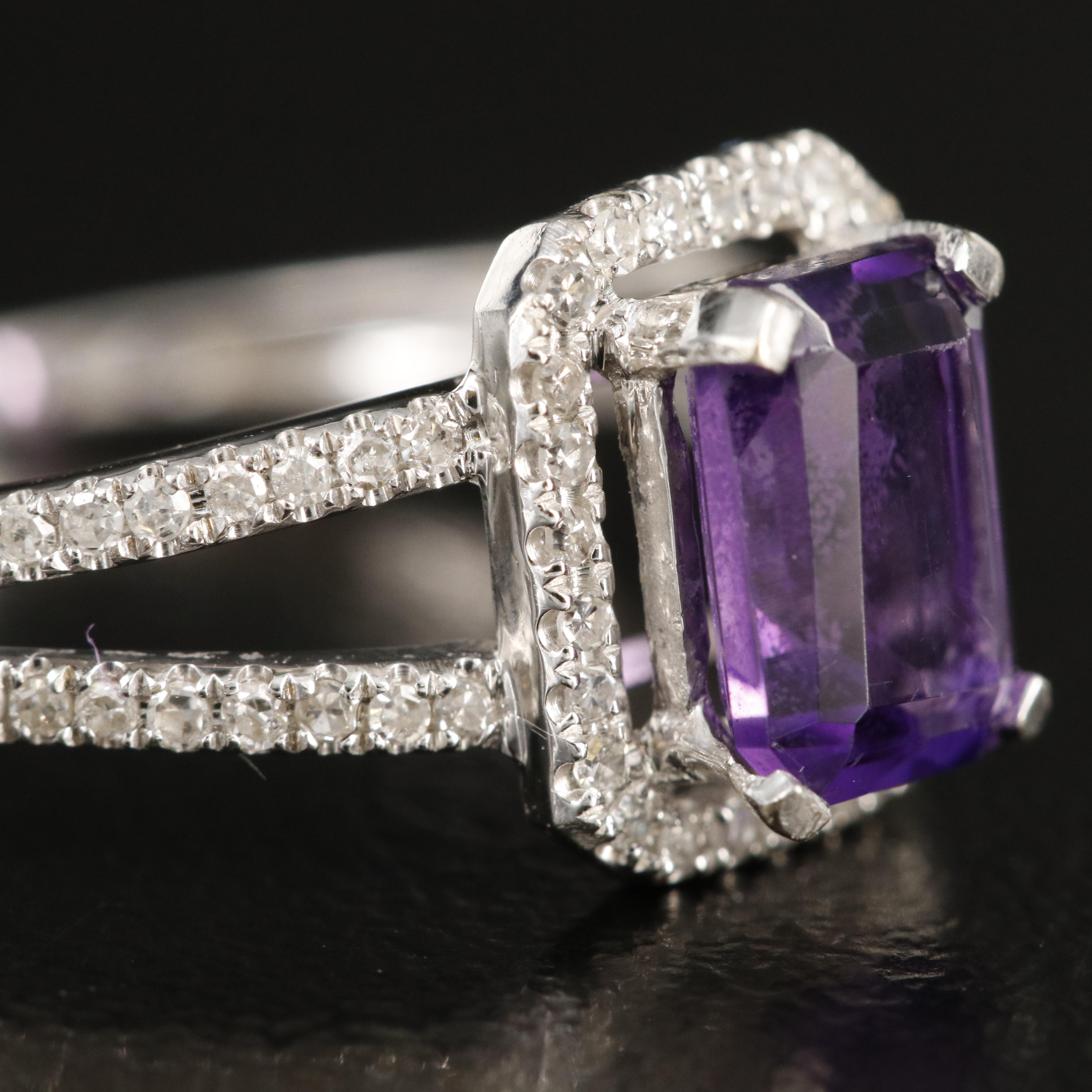 14K Amethyst and Diamond Ring