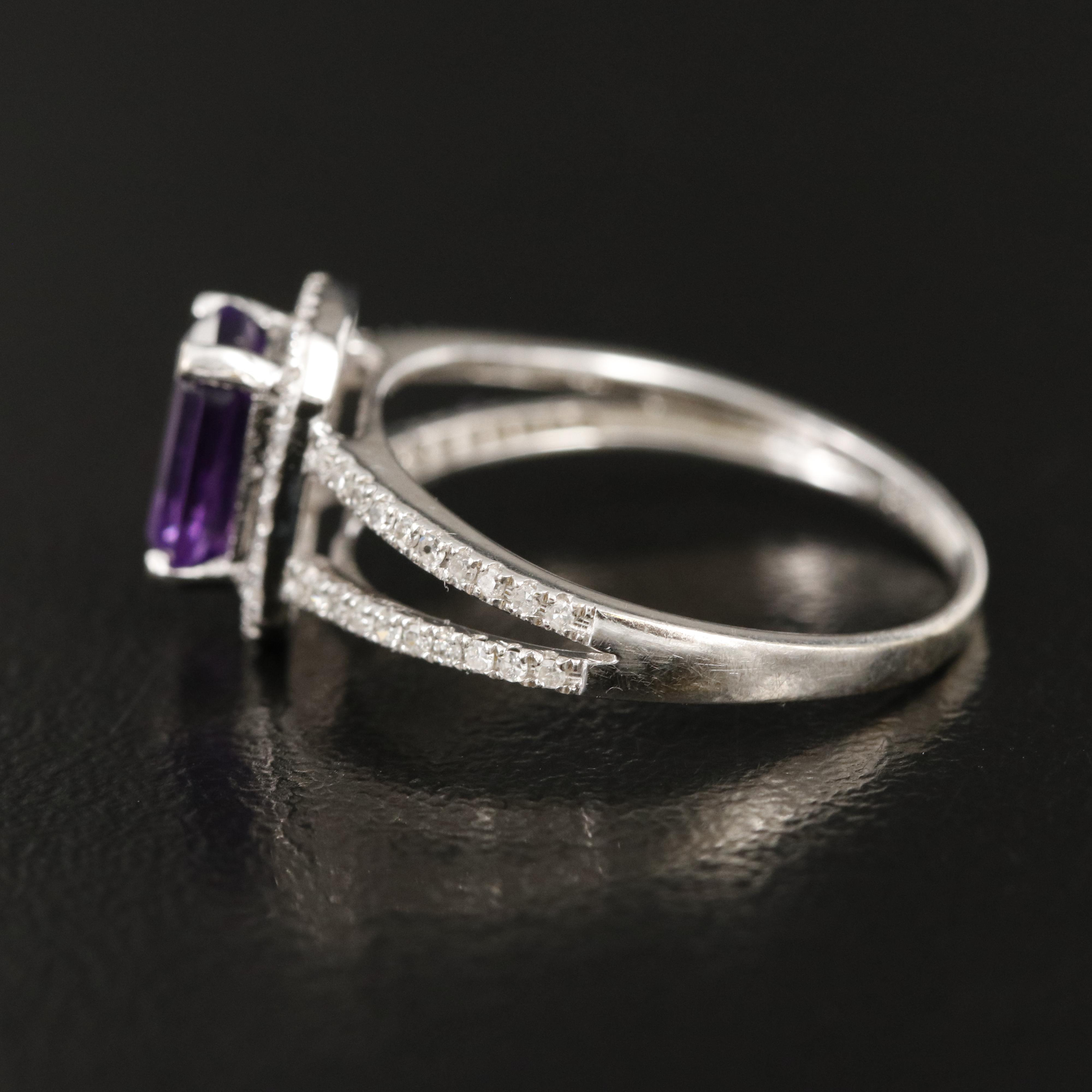 14K Amethyst and Diamond Ring