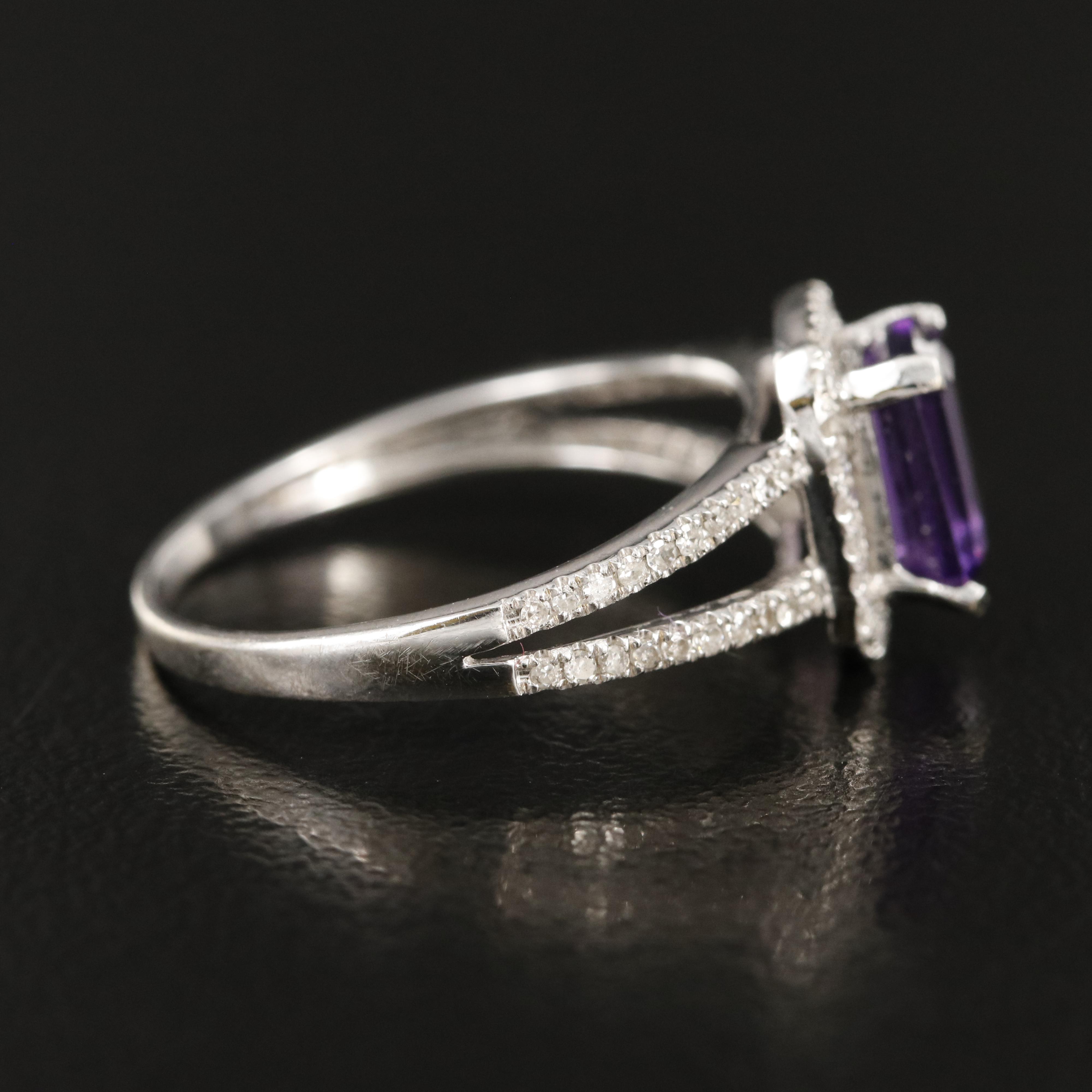 14K Amethyst and Diamond Ring